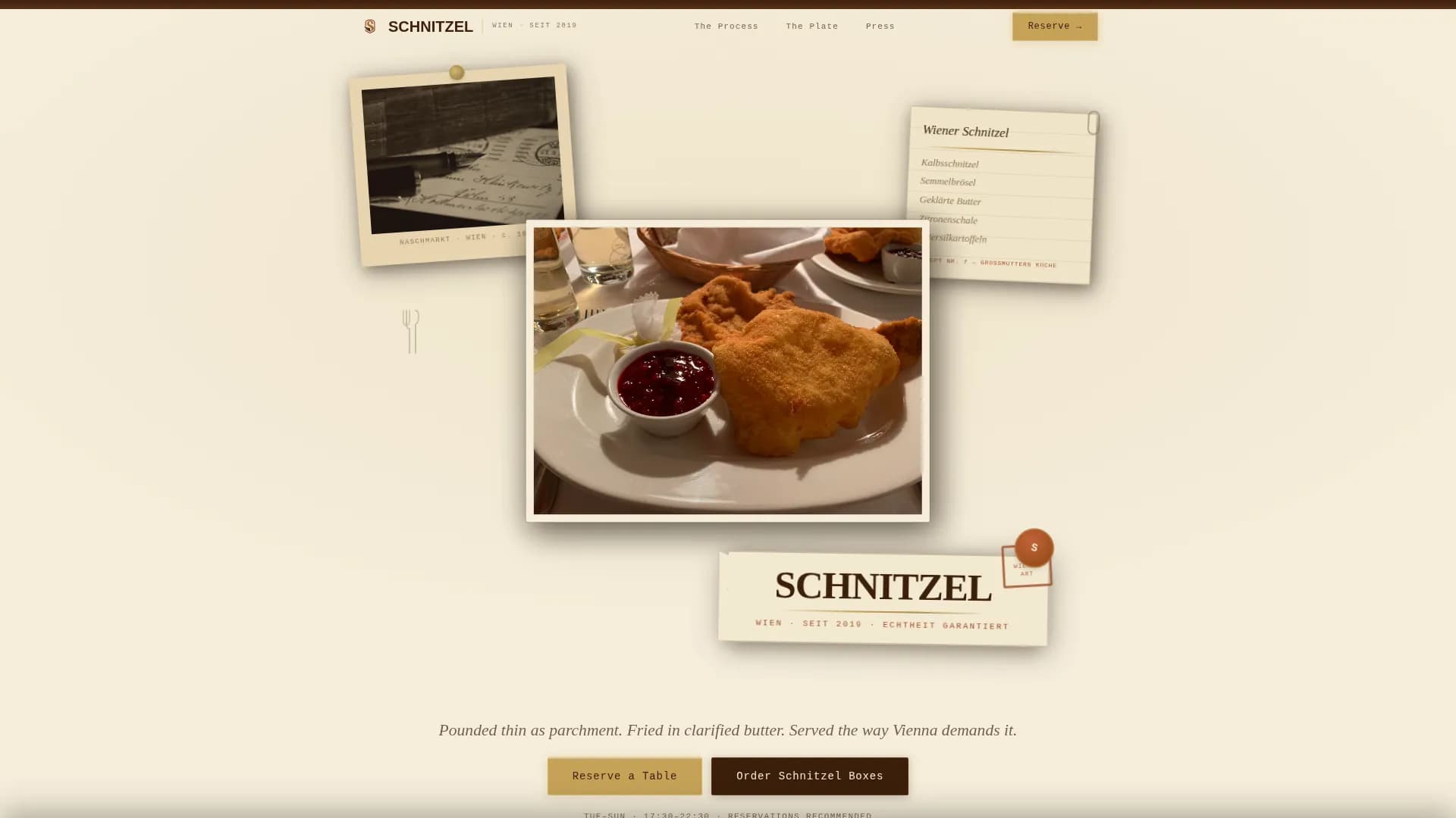 Schnitzel — Authentic Austrian Restaurant Landing Page Template