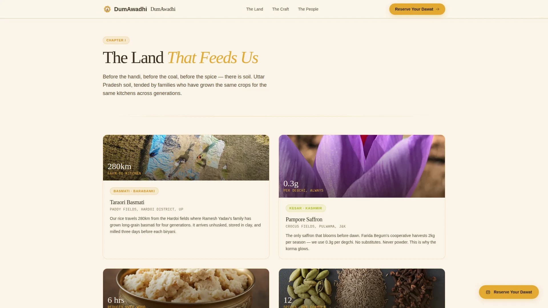 Dum — Heritage Indian Restaurant Landing Page Template