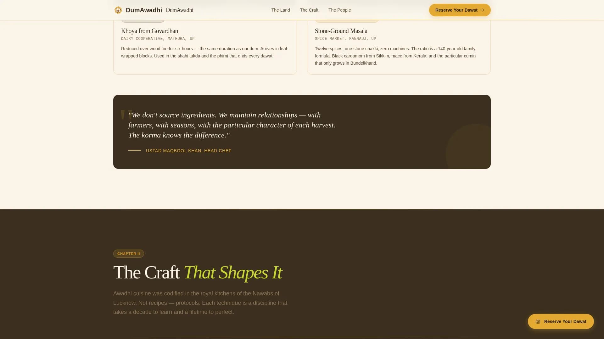 Dum — Heritage Indian Restaurant Landing Page Template