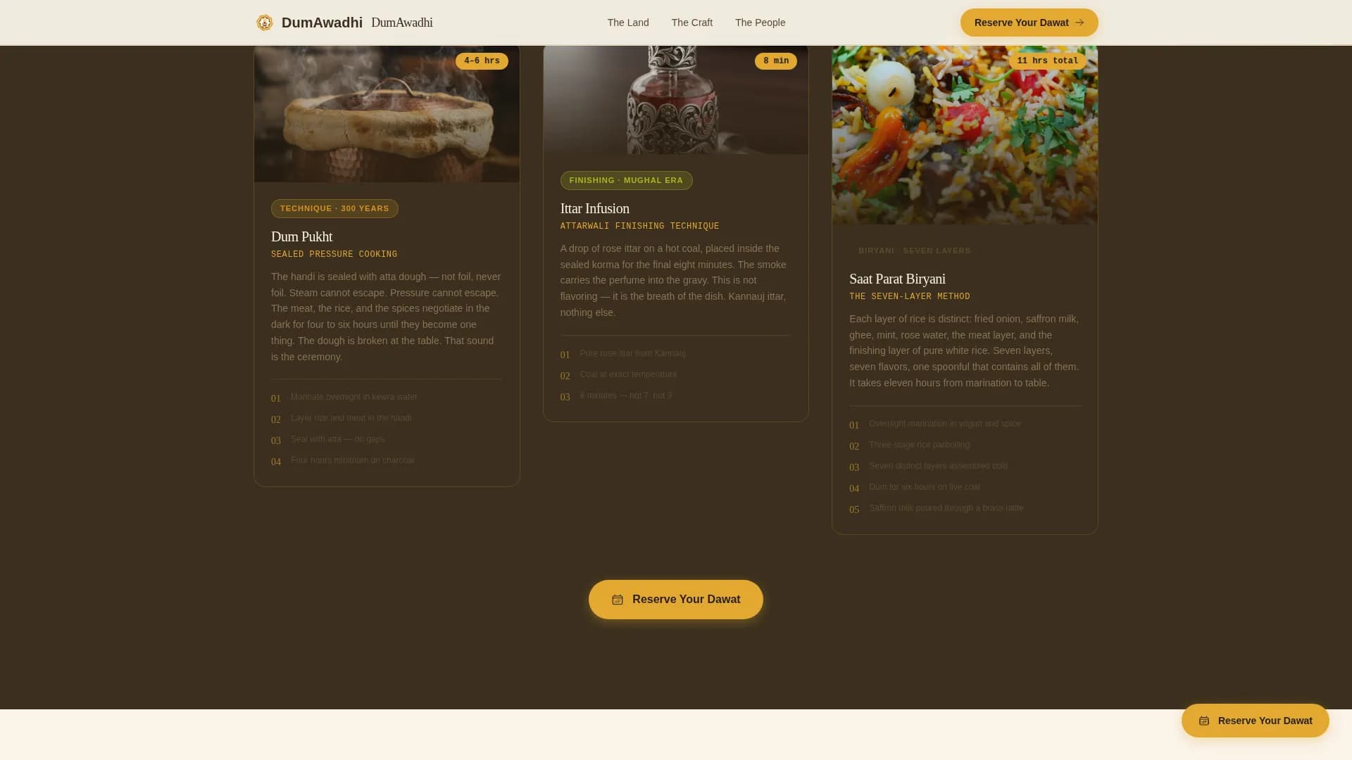 Dum — Heritage Indian Restaurant Landing Page Template