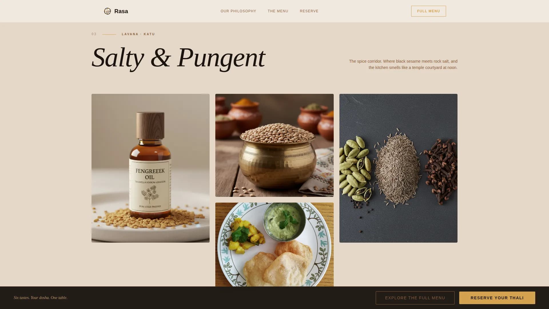 Balance — Refined Ayurveda Dining Landing Page Template