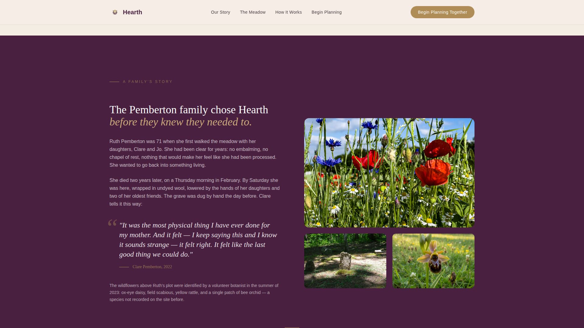 Hearth - Serene Burial Landing Page Template