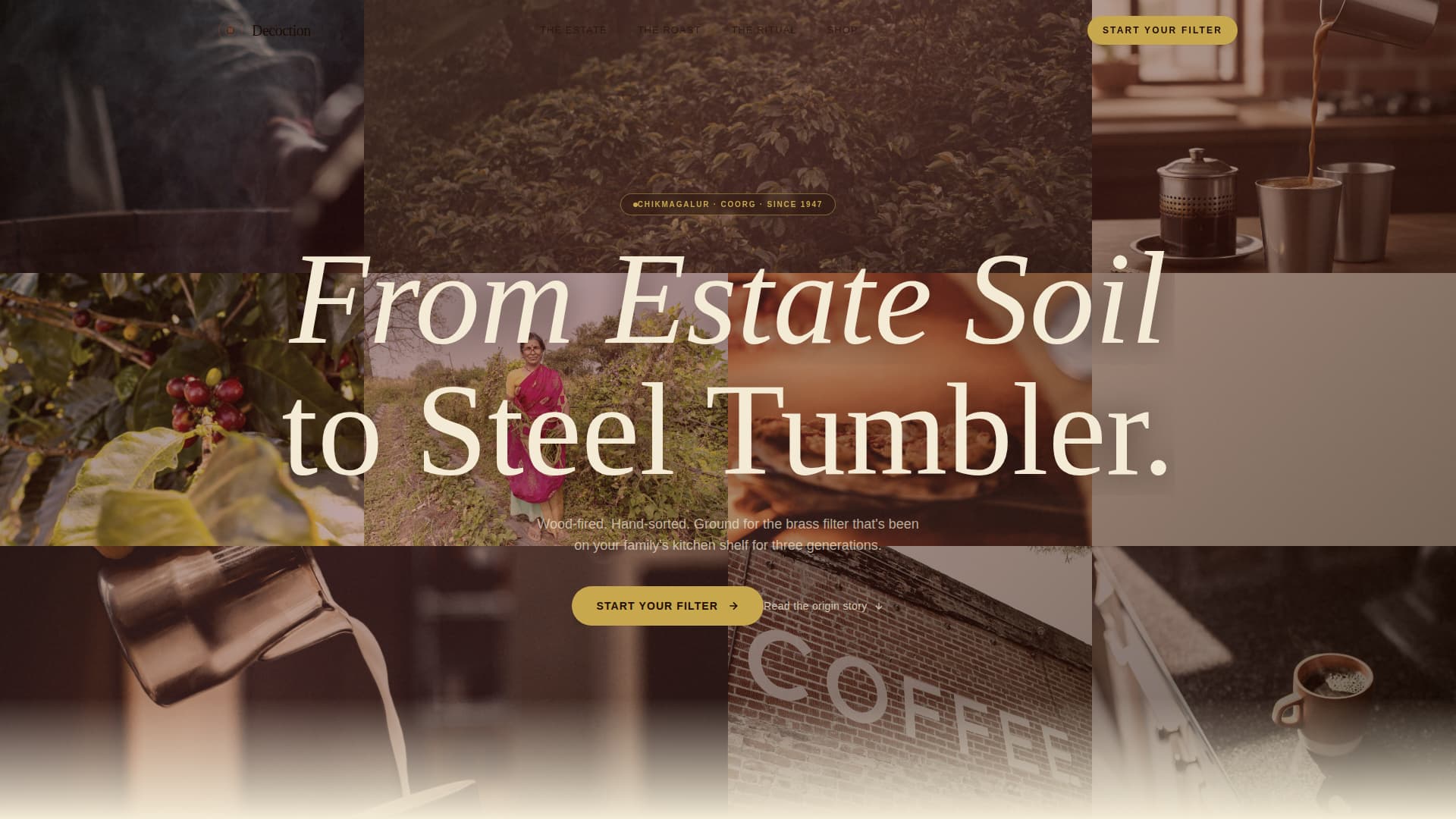 South Indian Filter Coffee Roastery Origin Story Website Template