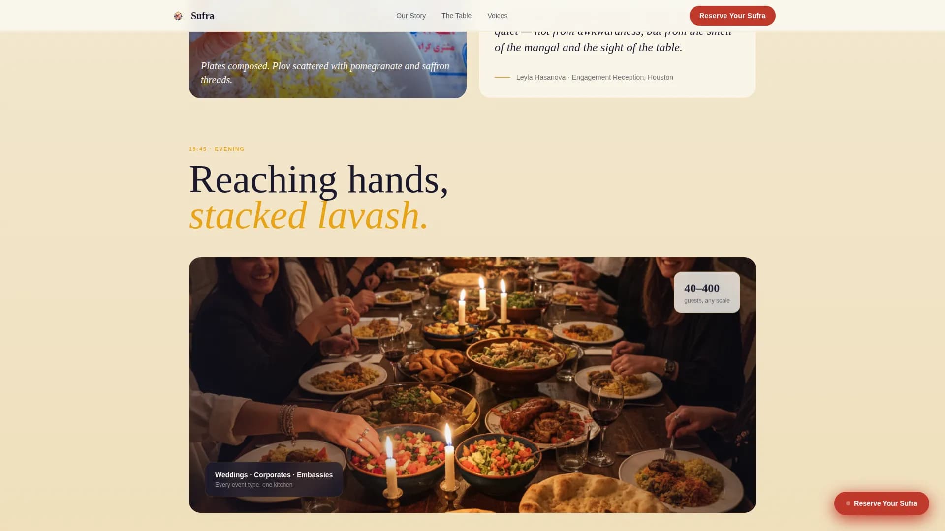 Sufra - Authentic Azerbaijani Catering Landing Page Template