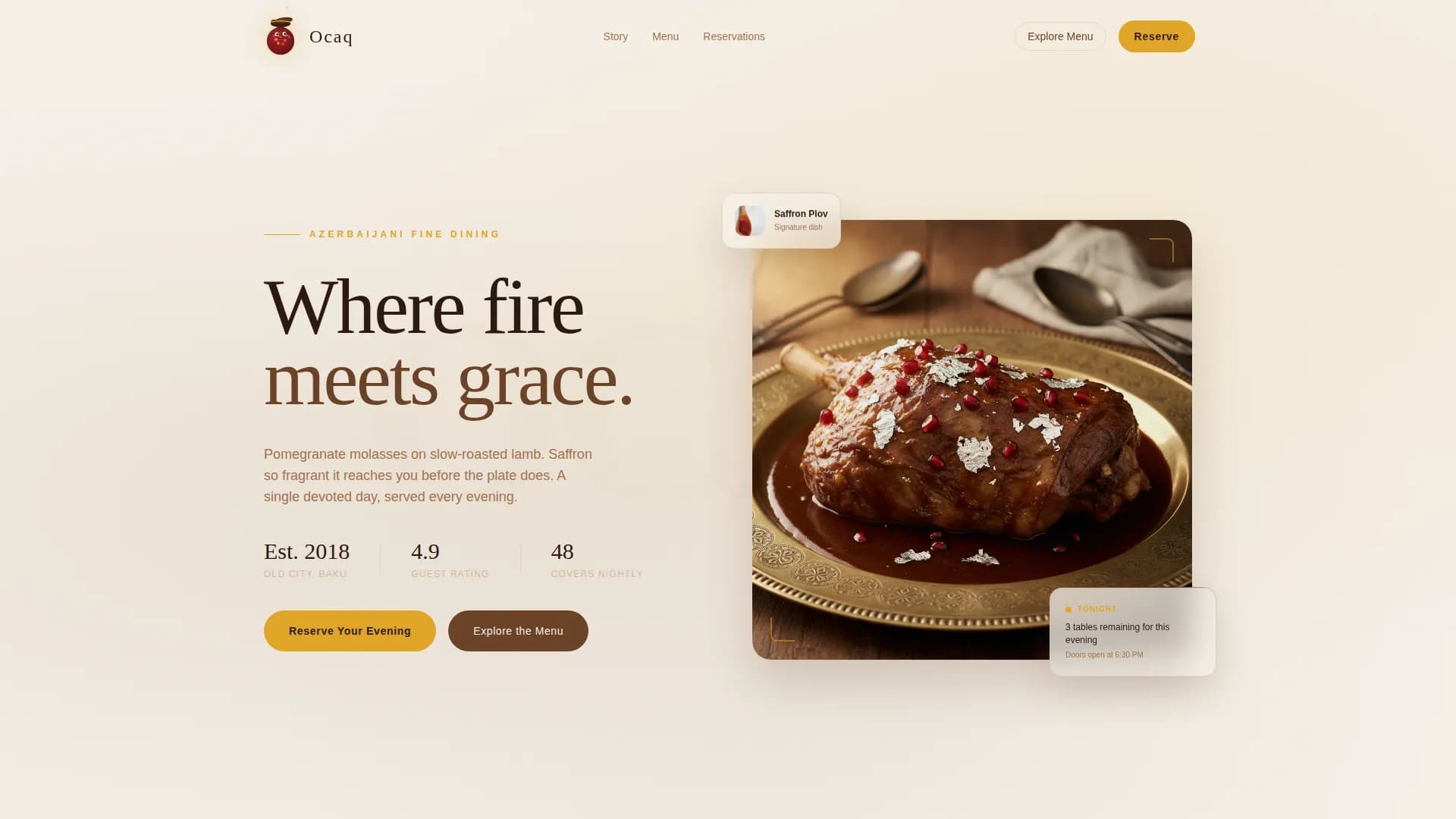 Essence — Sophisticated Azerbaijan Cuisine Landing Page Template