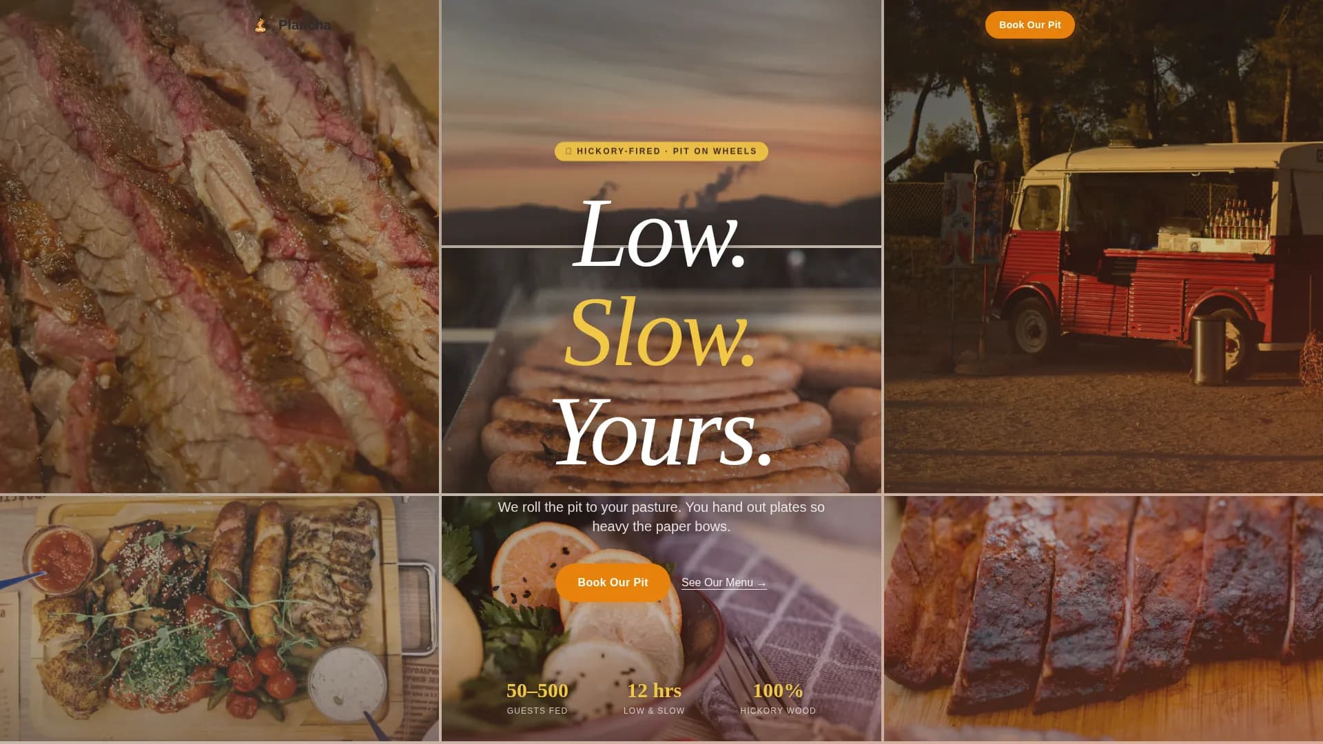 Plancha - Low and Slow BBQ Smoker Truck Landing Page Template