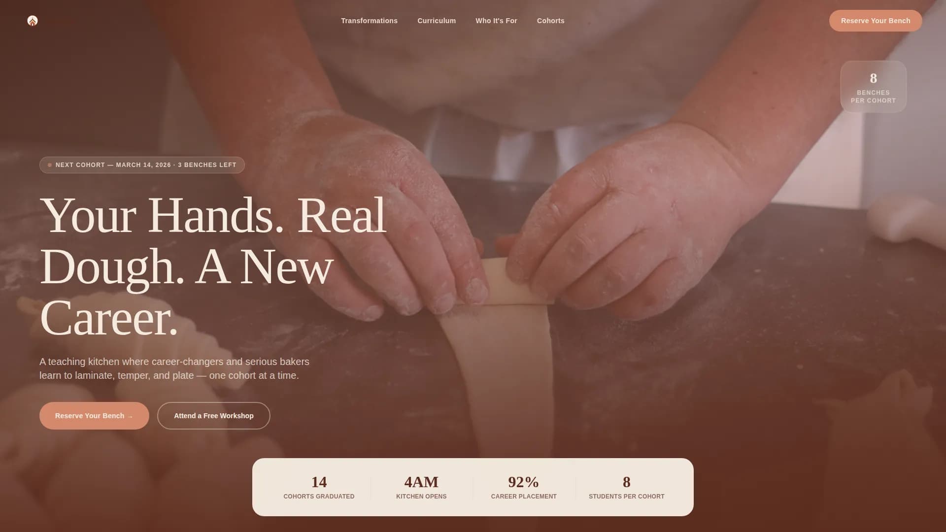 Levain - Artisan Pastry Academy Landing Page Template