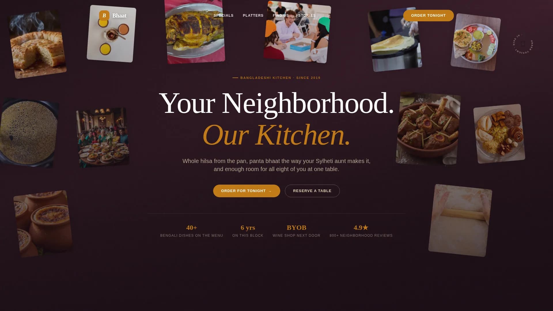 Bhaat - Neighborhood Bengali Restaurant Landing Page Template