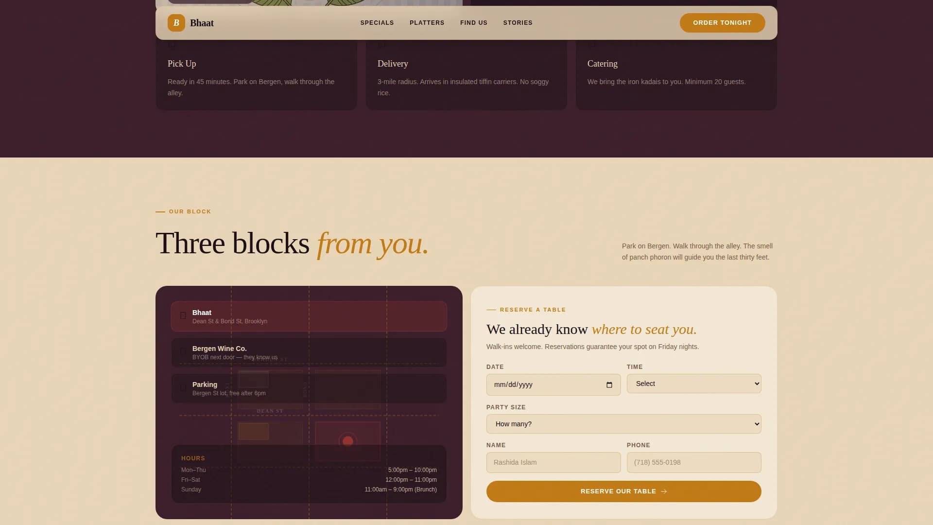 Bhaat - Neighborhood Bengali Restaurant Landing Page Template