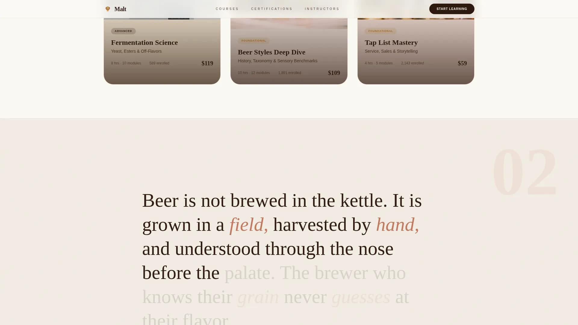 Grain — Expert Beer Education Landing Page Template