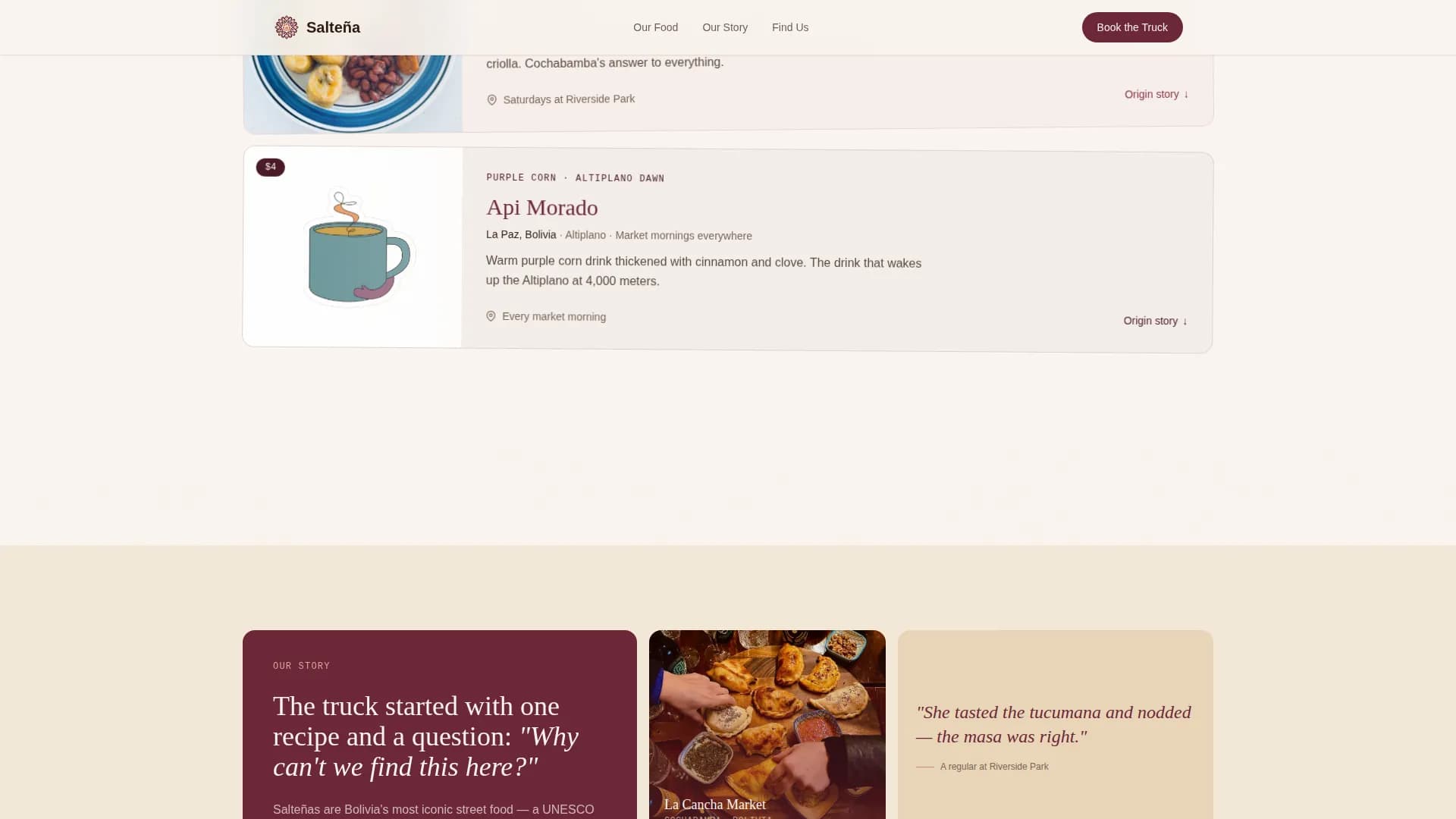Fusion — Rapid Bolivian Cuisine Landing Page Template