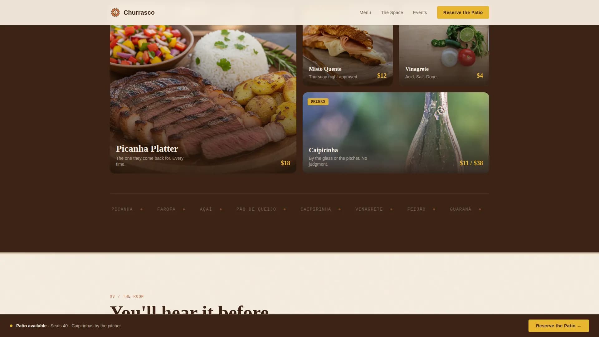 Sizzle — Modern Brazilian Grill Landing Page Template