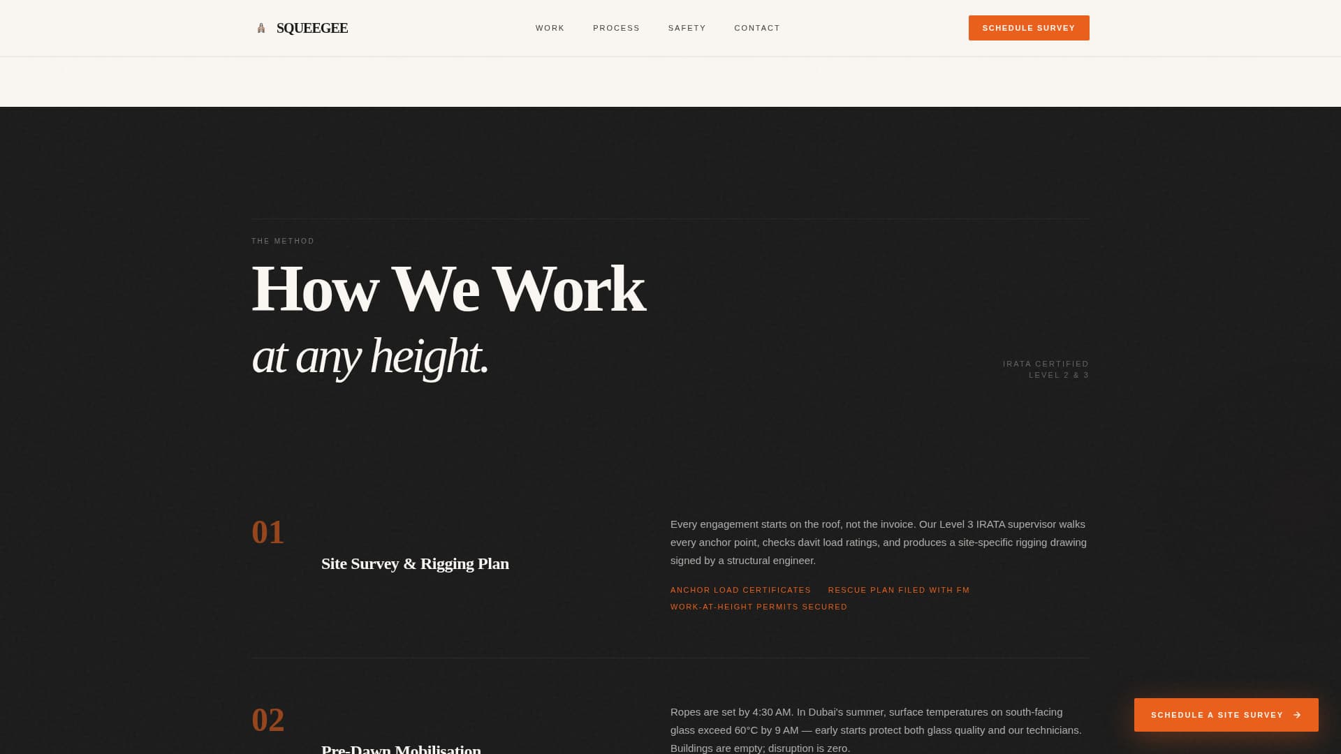 Squeegee - Highrise Windowcleaning Landing Page Template