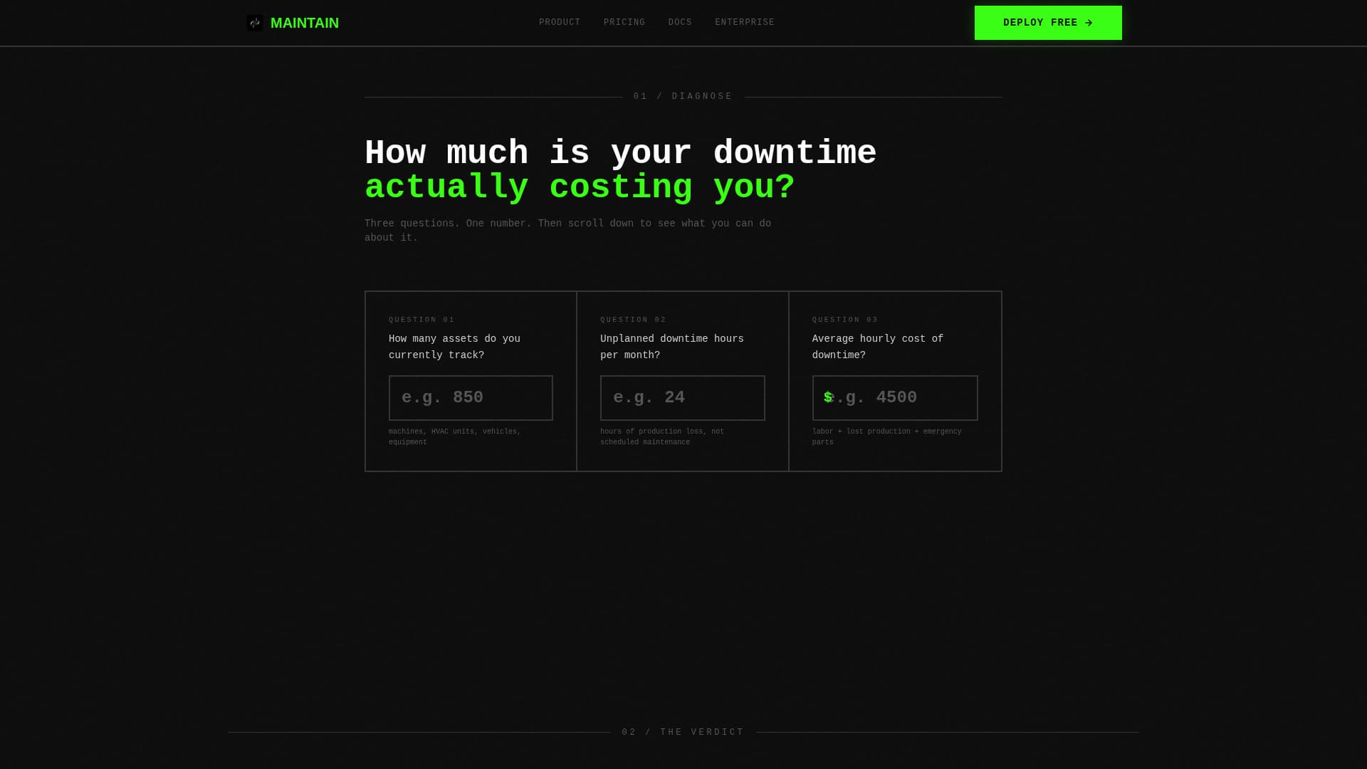 No-Code Enterprise Software Cost Calculator Website Template