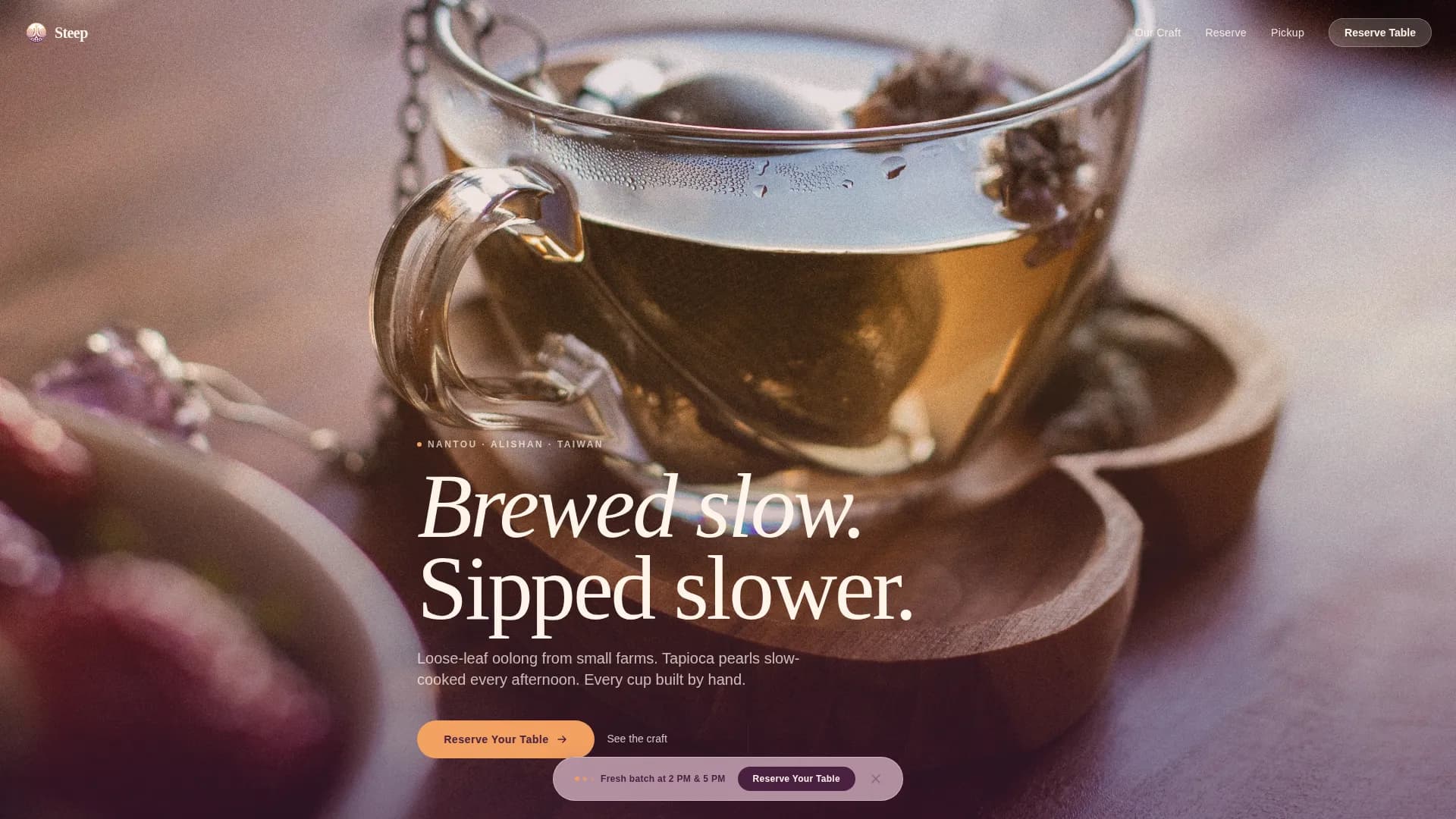 Tea, Juice & Beverage Bar Booking Website Template