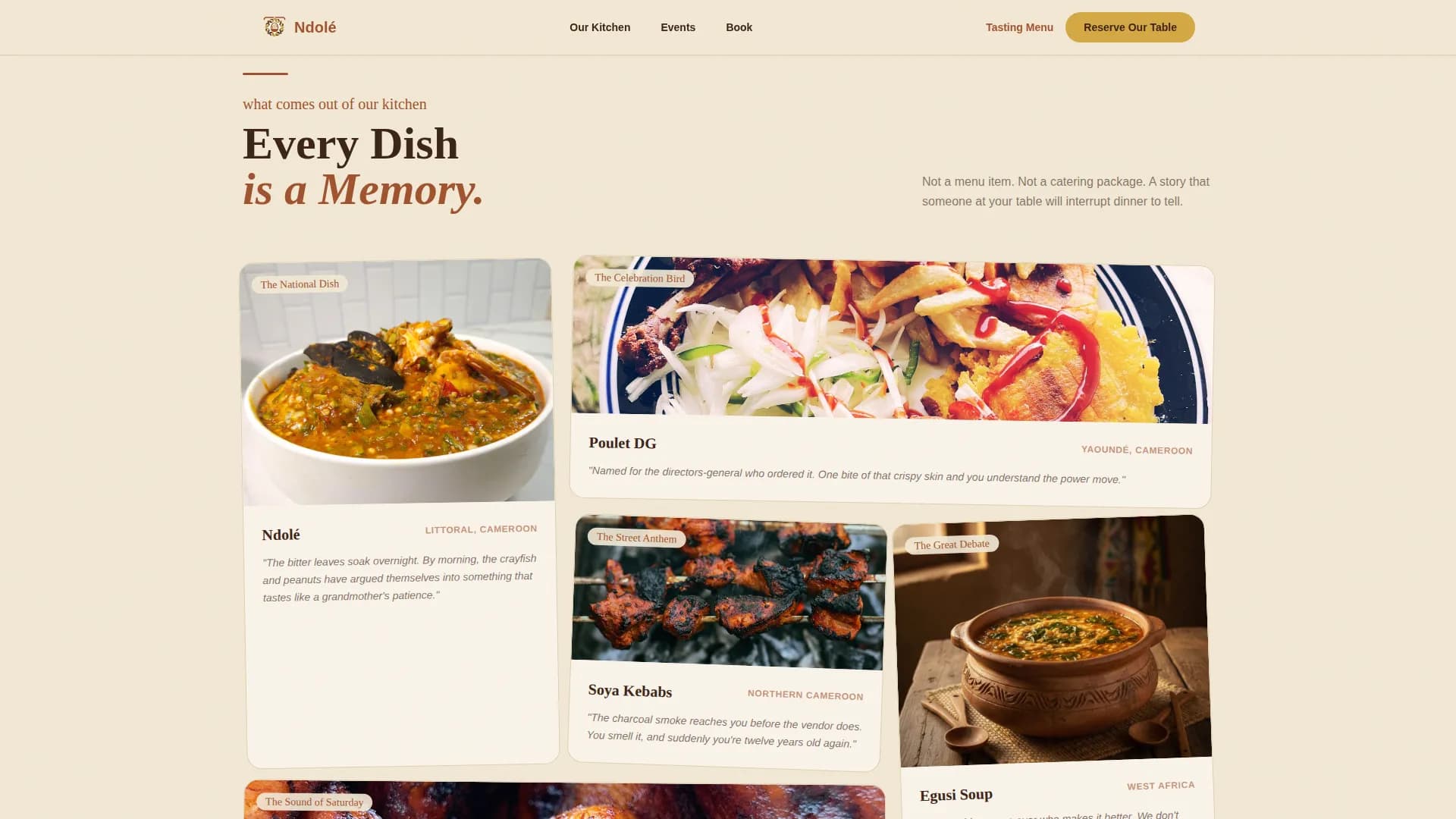 Cameroonian Cuisine Booking Website Template