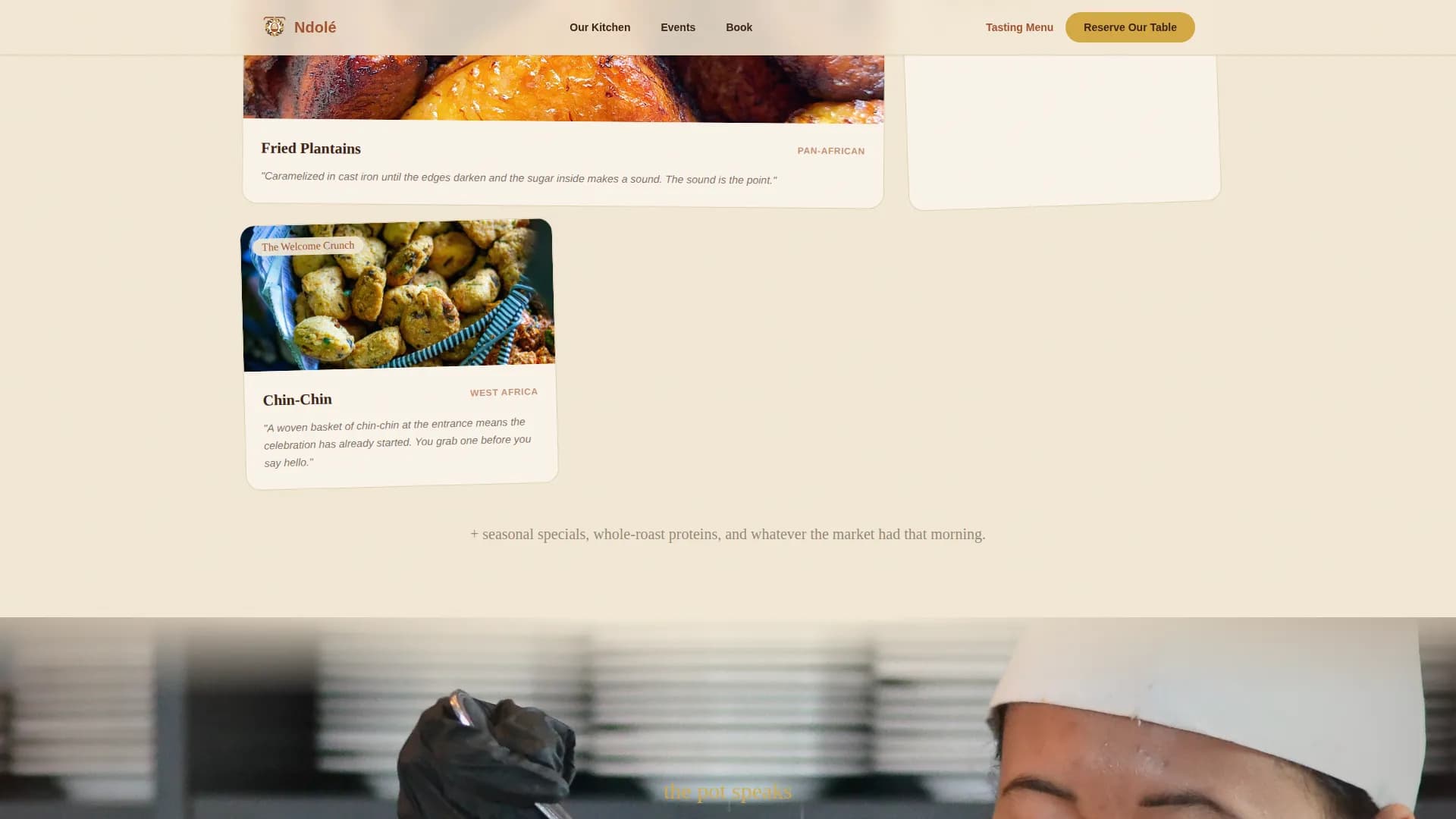 Cameroonian Cuisine Booking Website Template