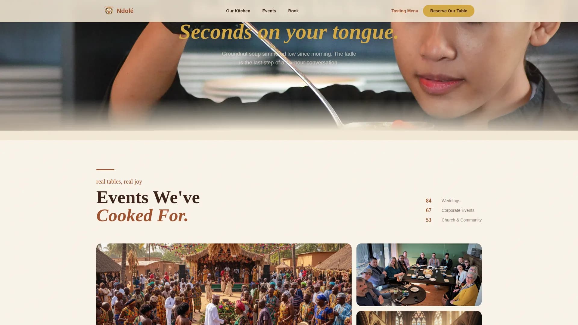 Cameroonian Cuisine Booking Website Template