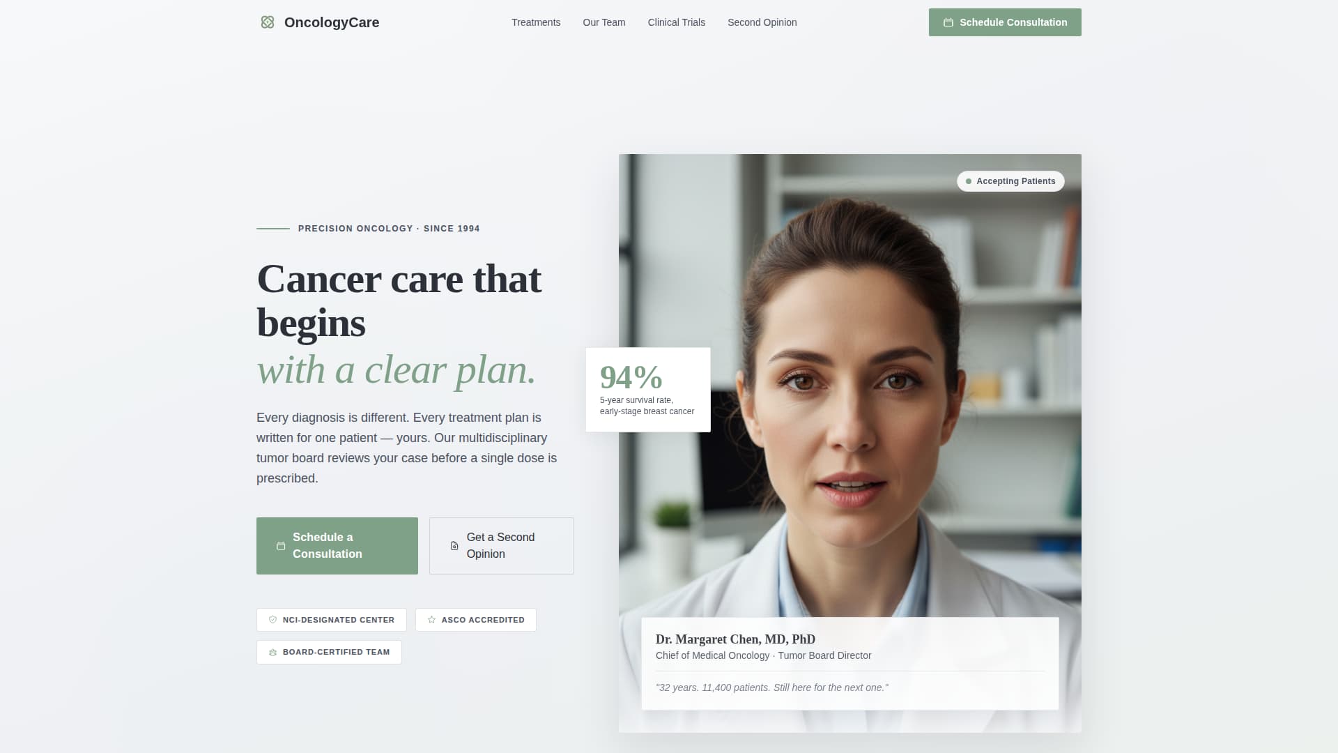 Oncology - Trusted Cancercenter Landing Page Template
