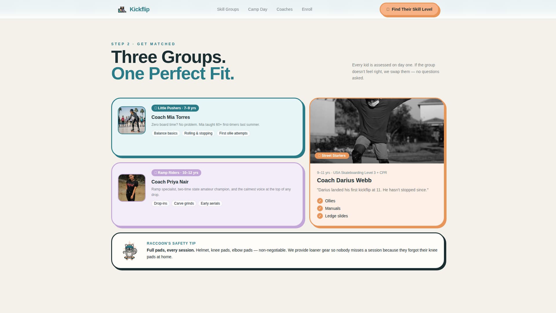 Kickflip — Fun Action Sports Academy Landing Page Template