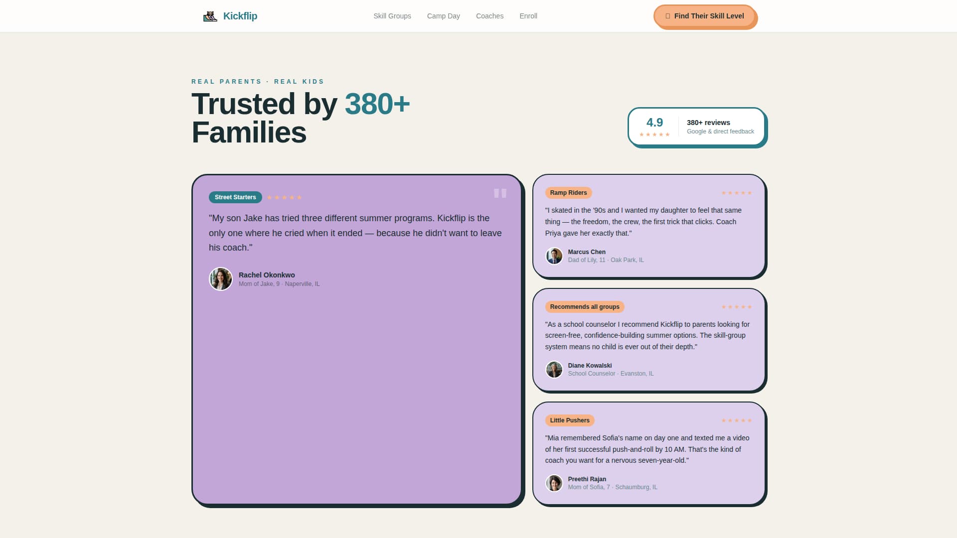 Kickflip — Fun Action Sports Academy Landing Page Template