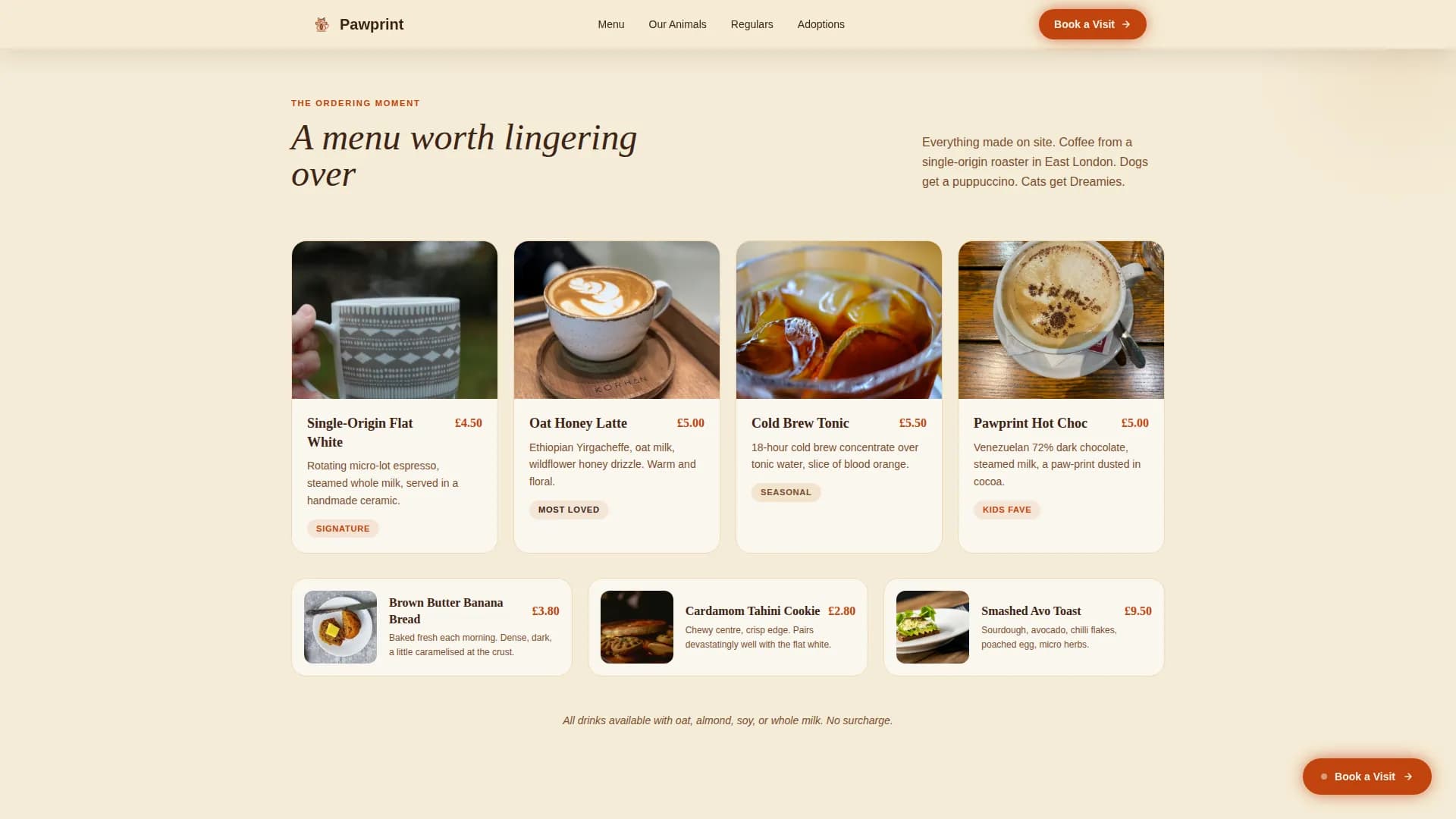Rescue Animal Café & Adoption Experience Website Template
