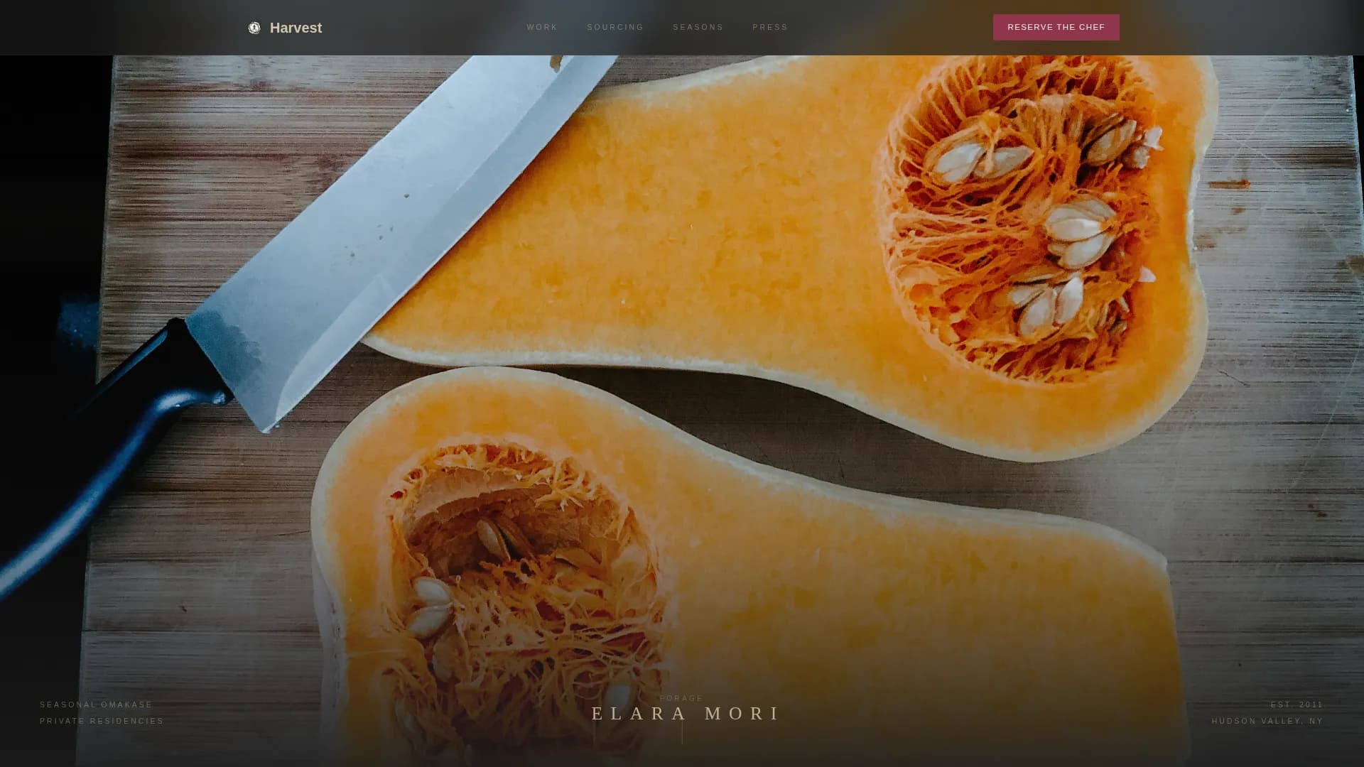 Harvest — Agrarian Chef Portfolio Landing Page Template
