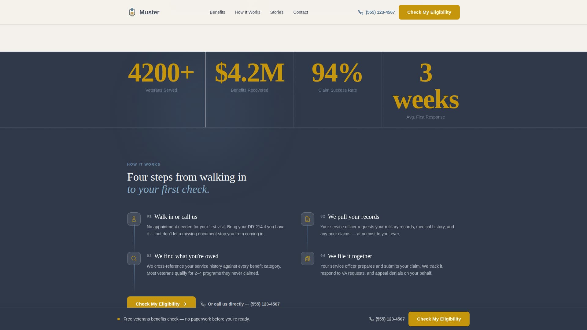 Muster - Trusted Veterans Landing Page Template