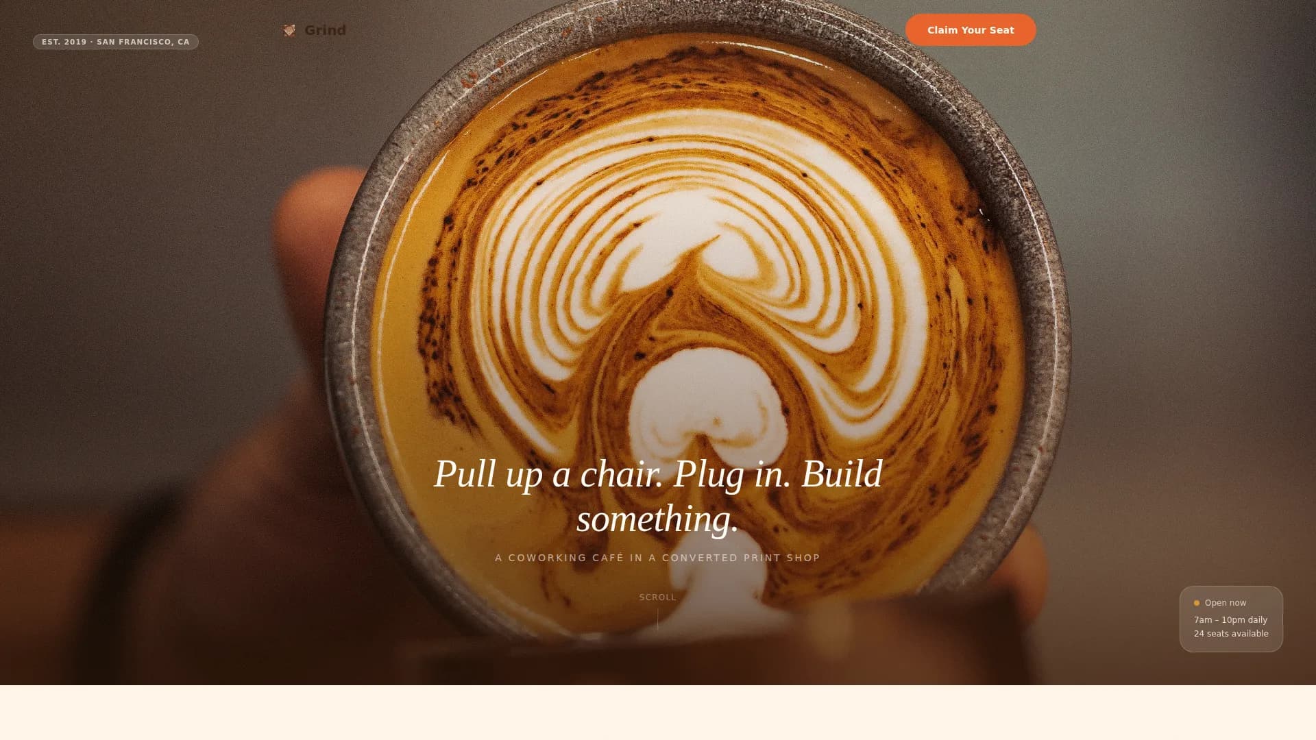 Co-Working Café Hot Desk & Membership Website Template