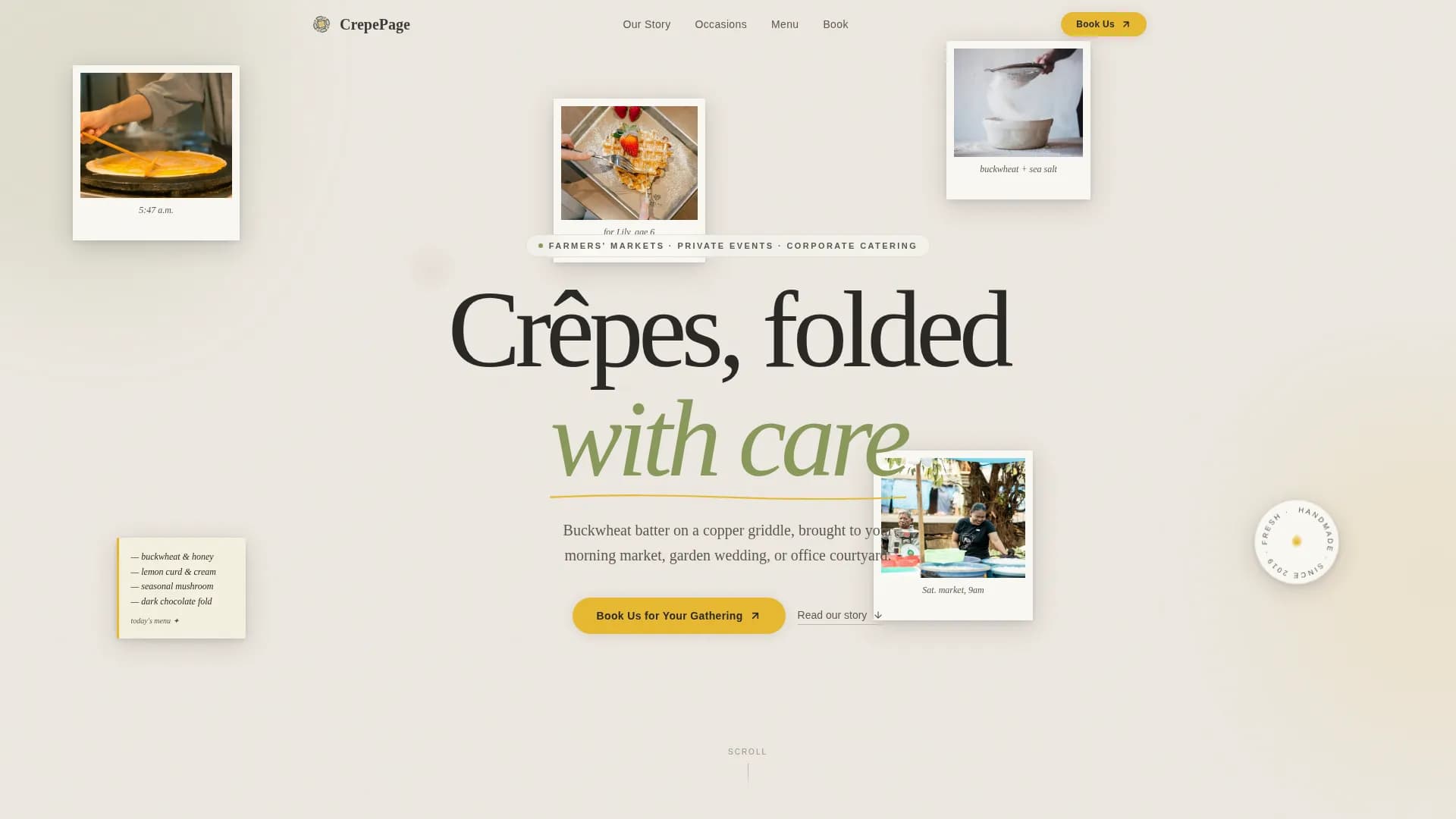 Crêpe - Pastoral Charm Market Catering Landing Page Template