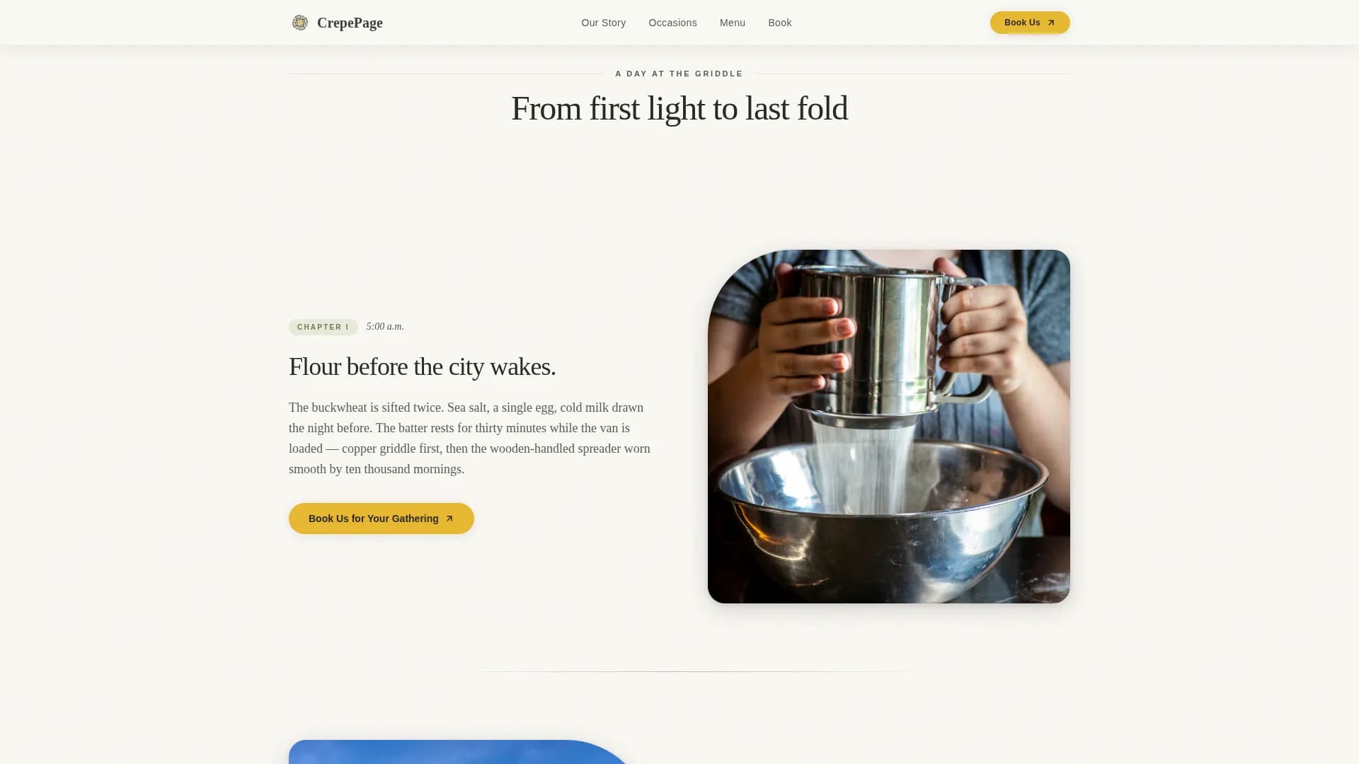 Crêpe - Pastoral Charm Market Catering Landing Page Template
