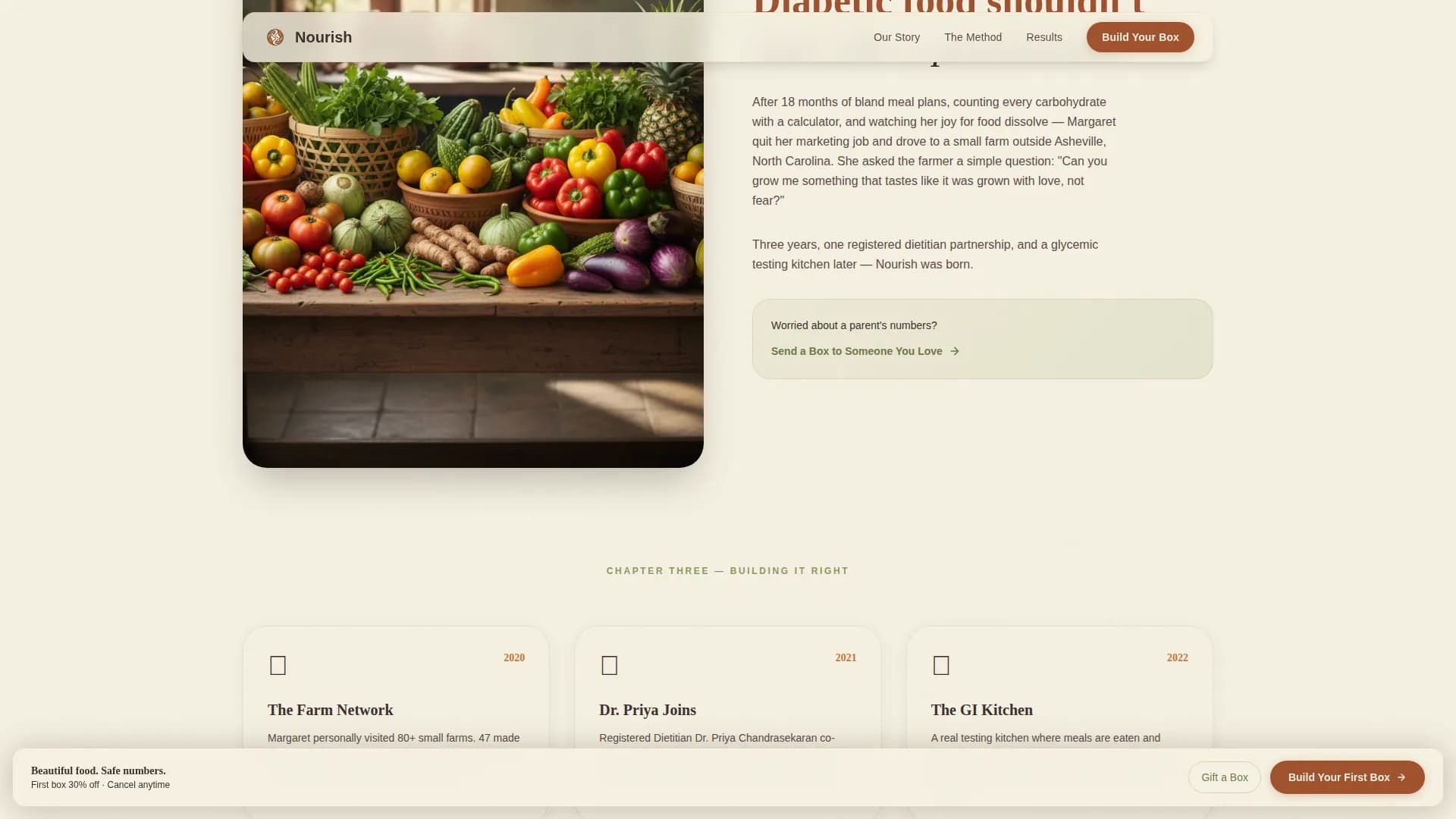 Nourish — Diabetic Meal Kit Landing Page Template