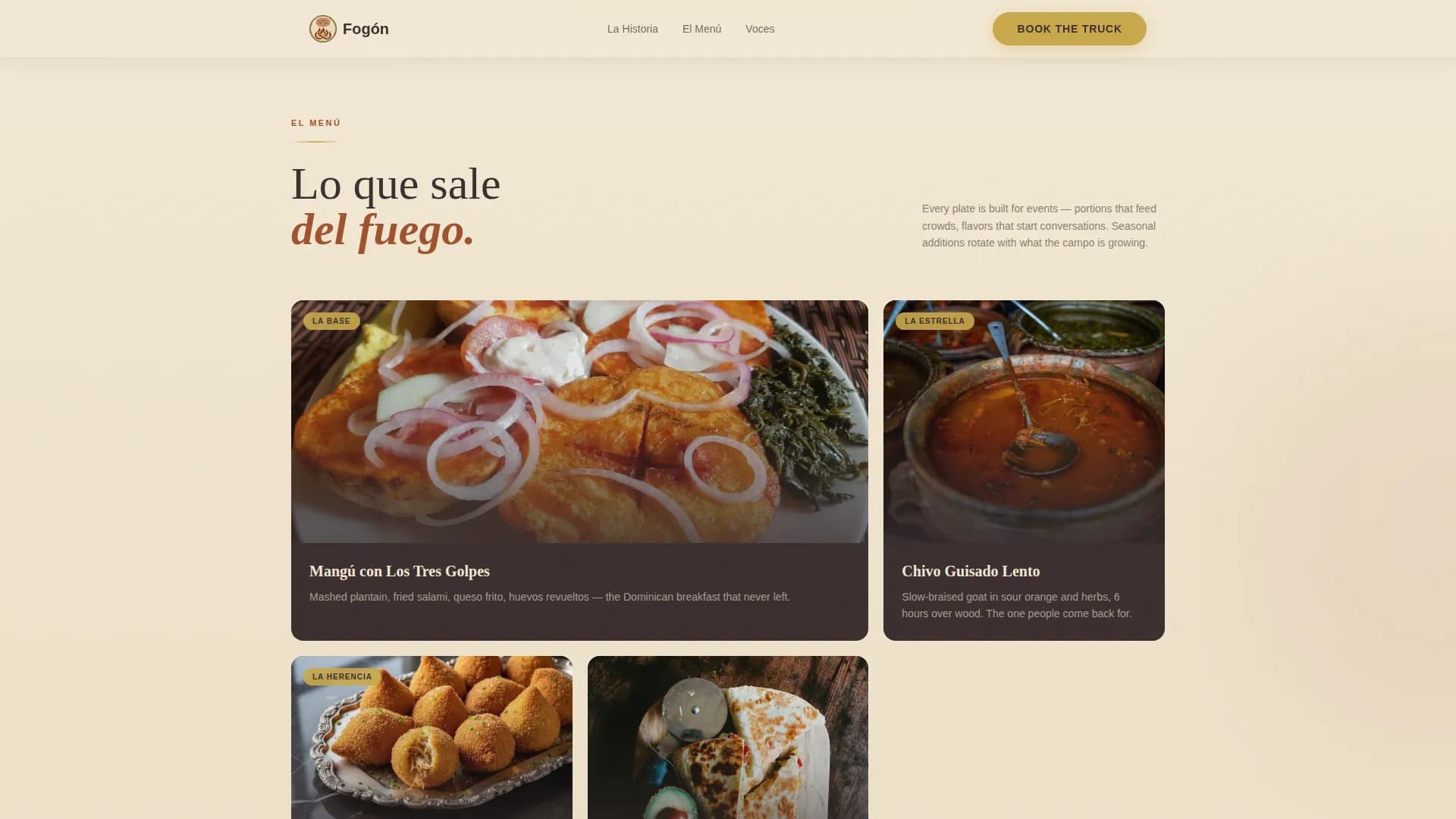 Fogn — Dominican Food Truck Landing Page Template