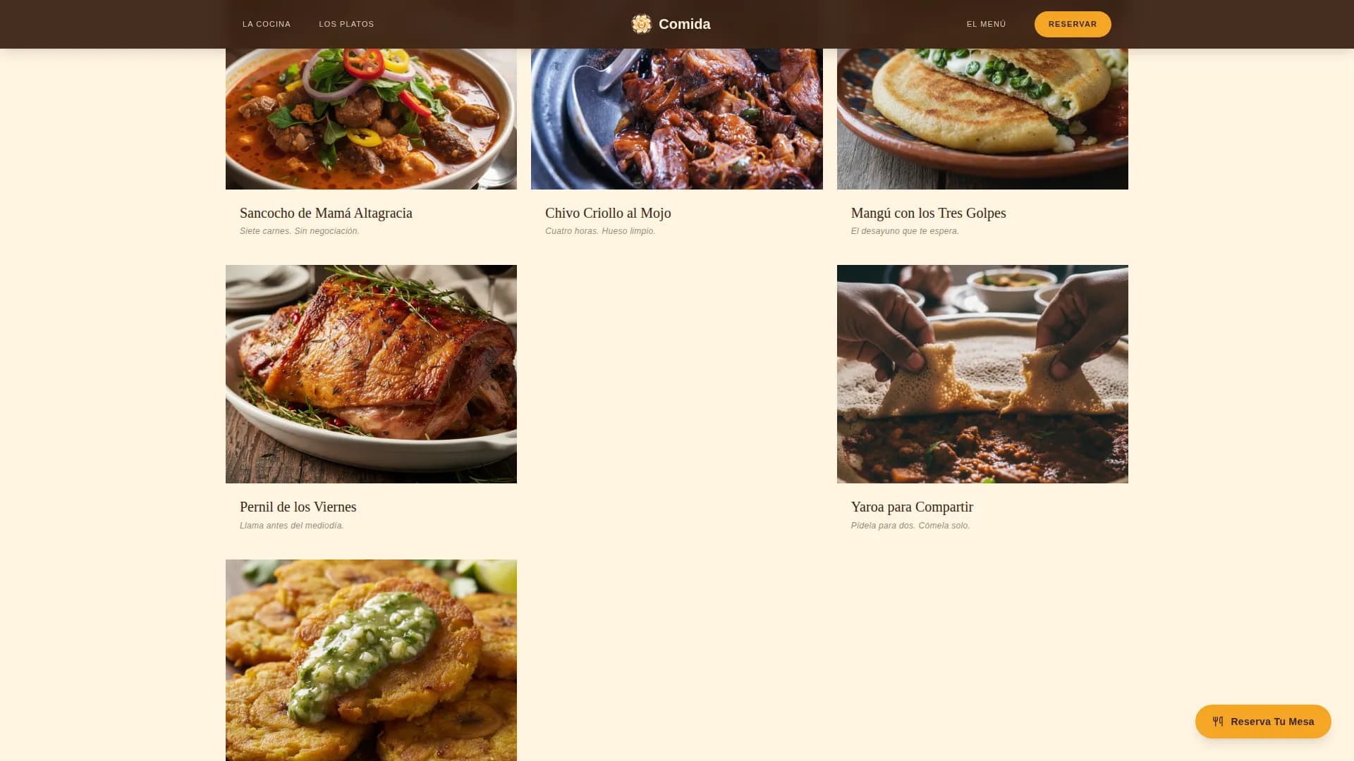 Comida - Authentic Dominican Restaurant Landing Page Template
