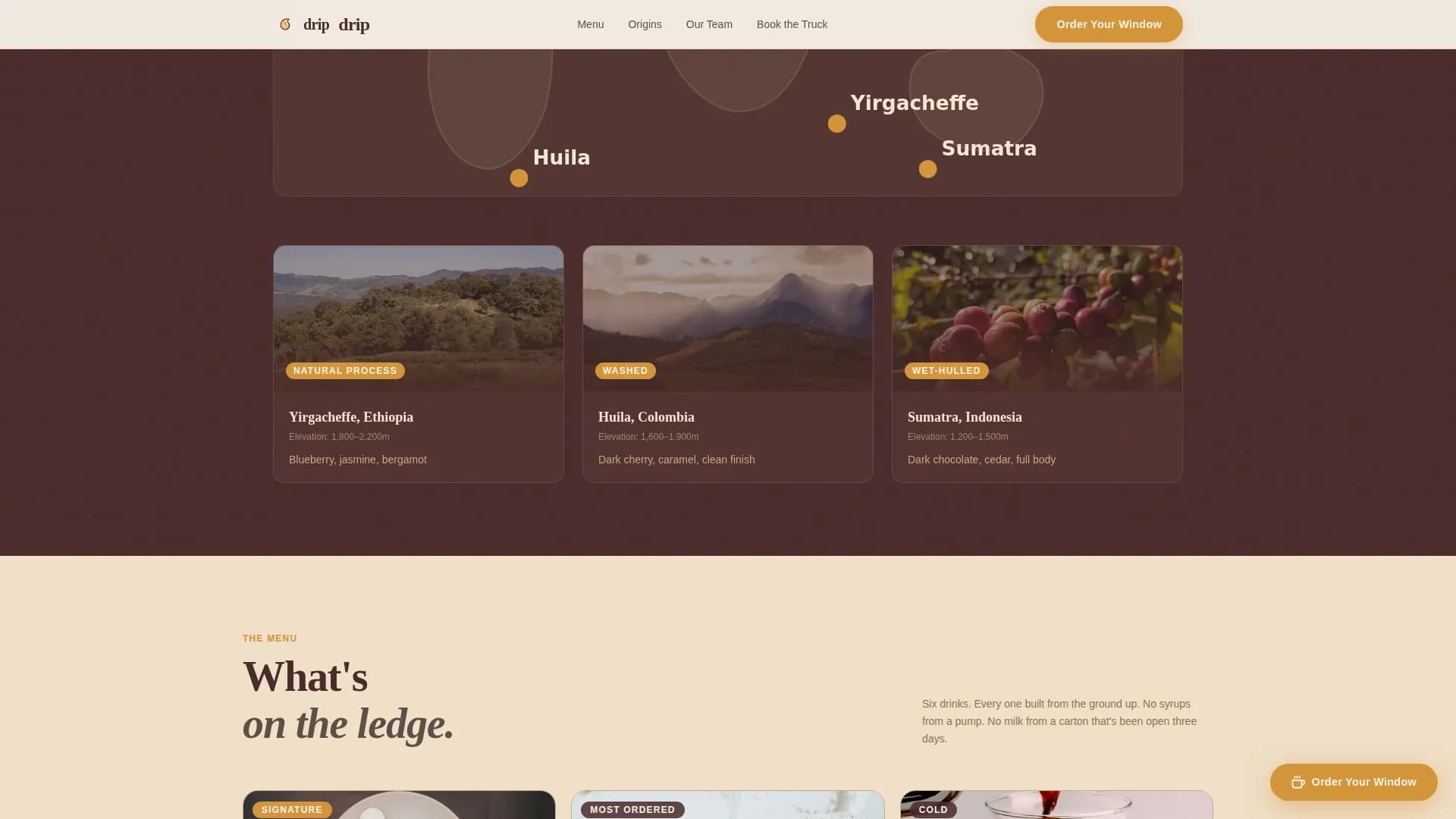 Drive-Through Specialty Coffee & Ordering Website Template