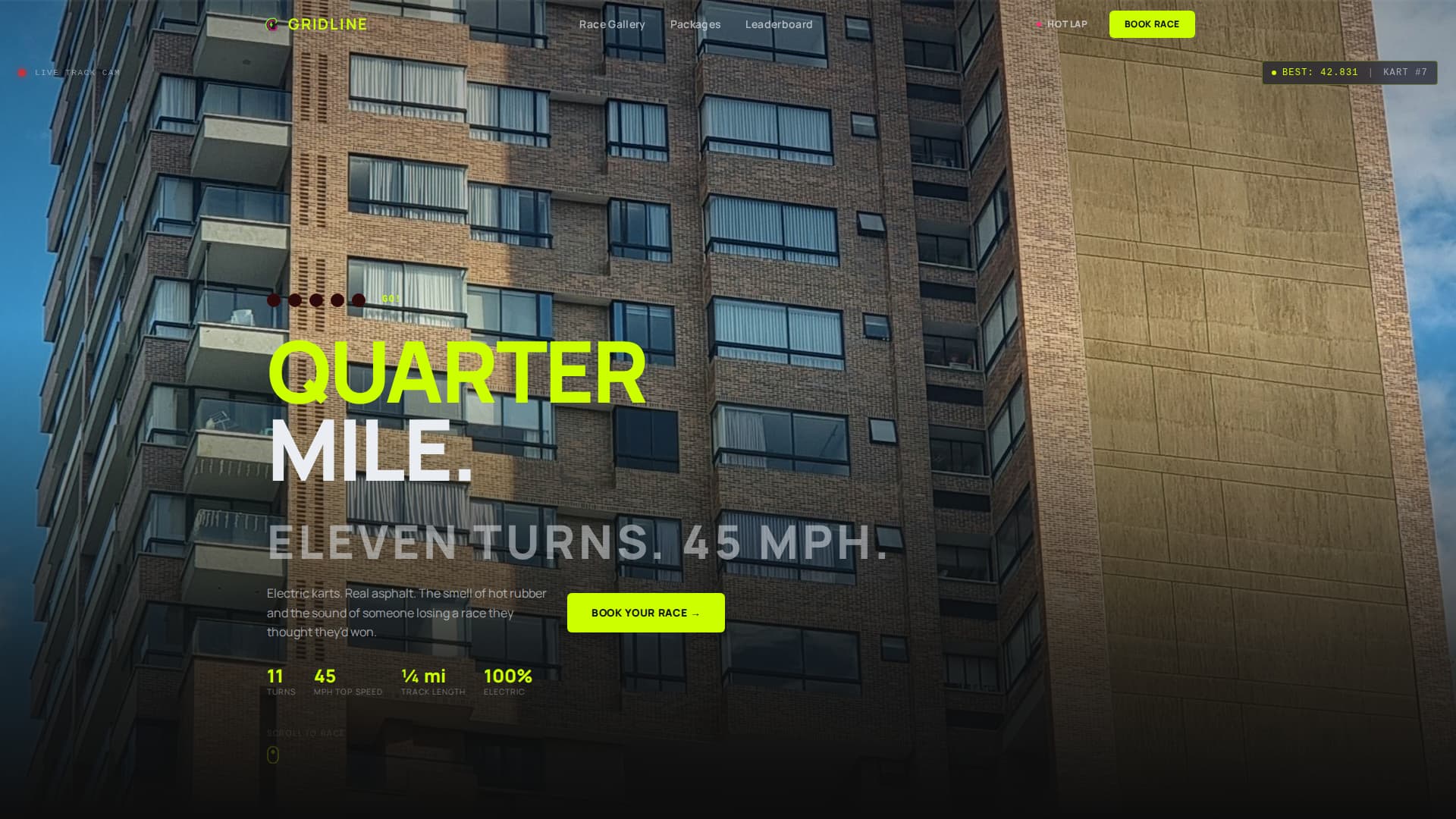 Gridline - Electrifying Gokart Landing Page Template