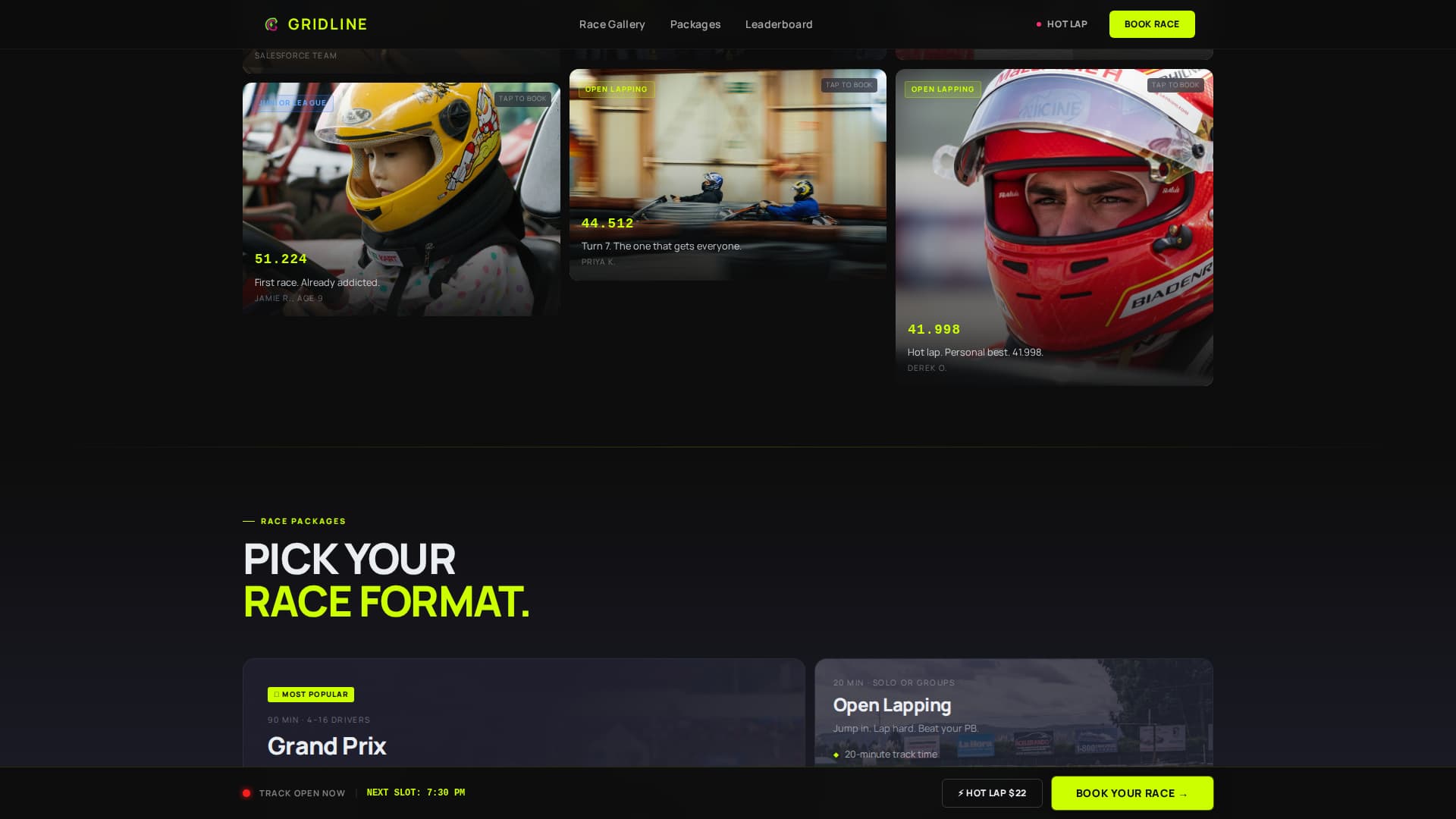 Gridline - Electrifying Gokart Landing Page Template