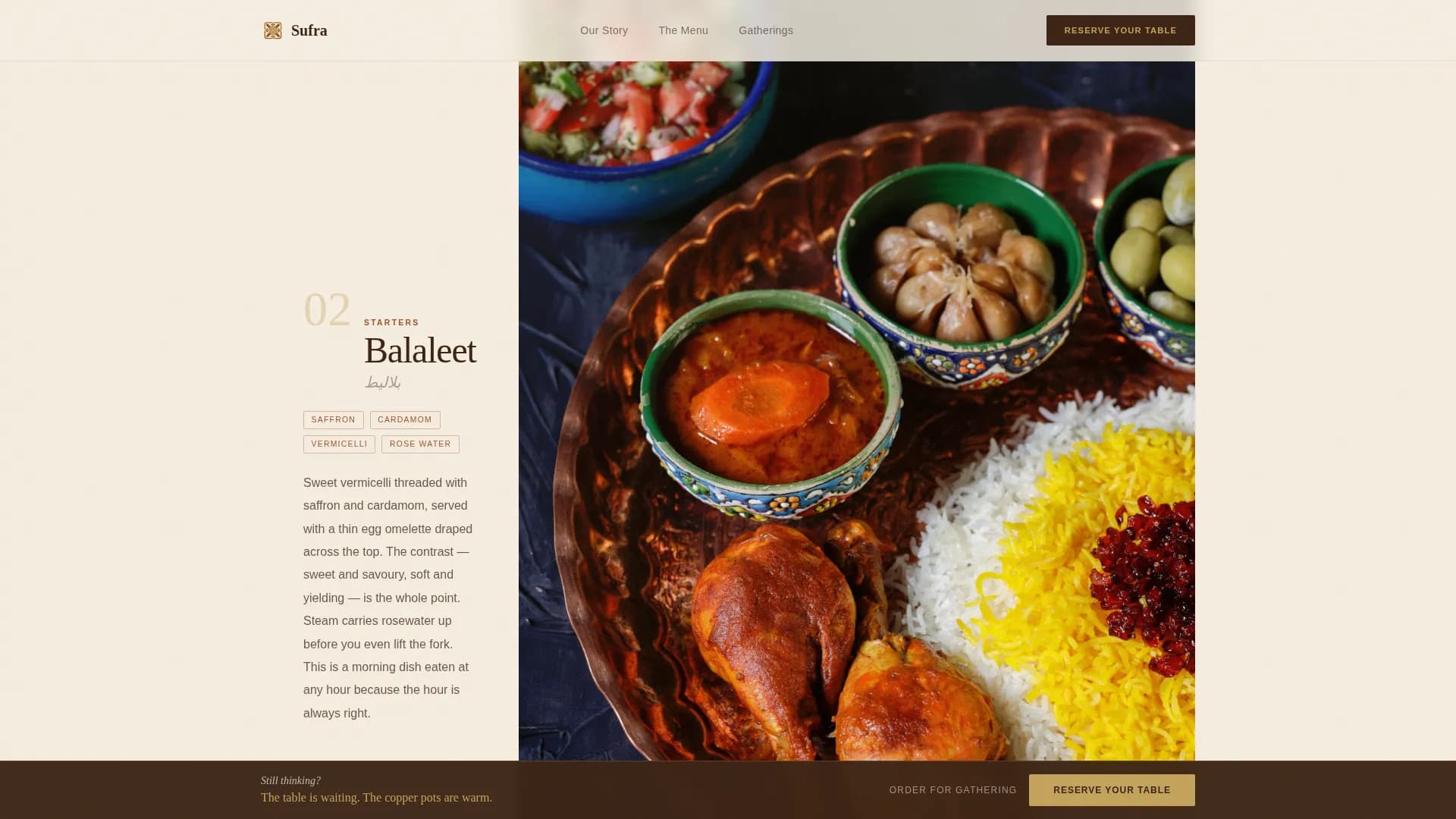 Middle Eastern Cuisine & Dining Professional Website Template