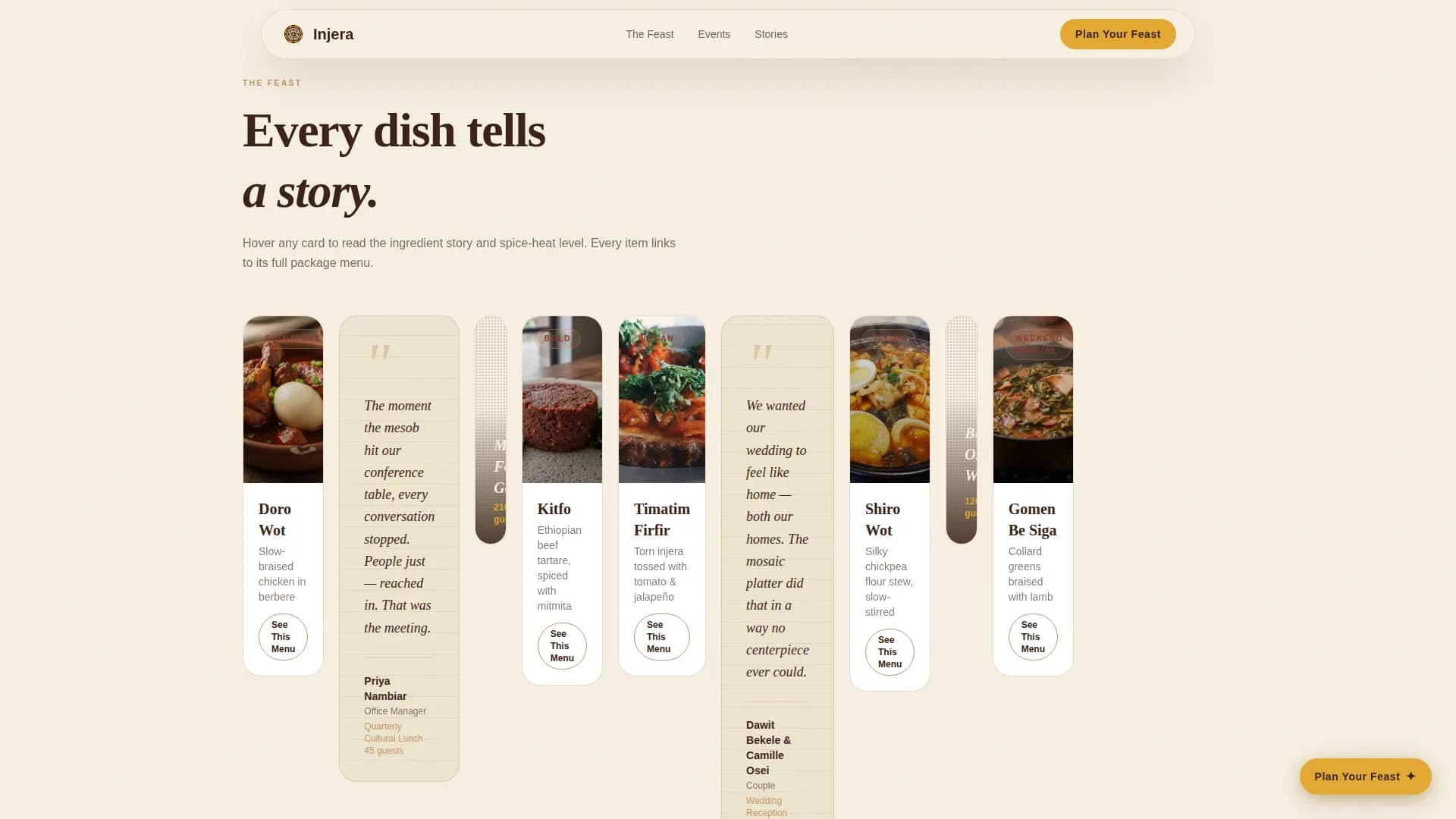 Injera — Ethiopian Catering Landing Page Template