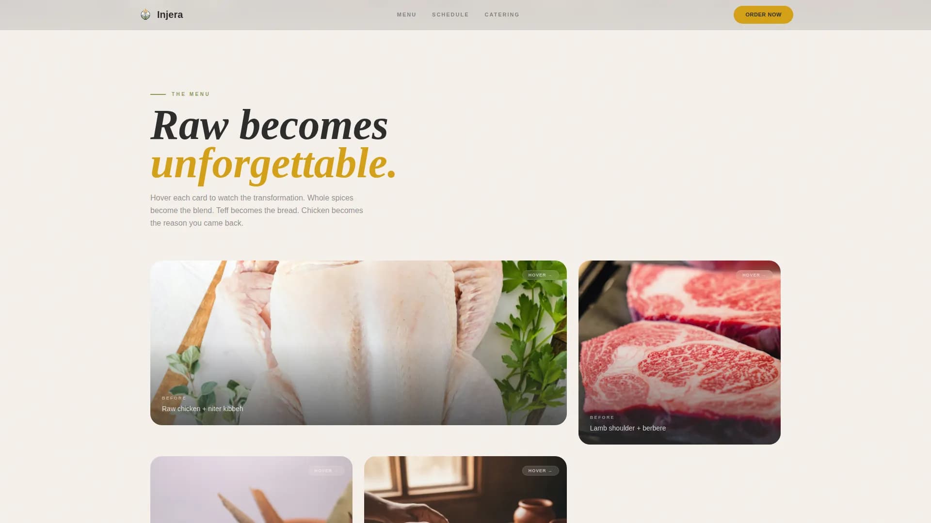 Injera — Ethiopian Food Truck Landing Page Template