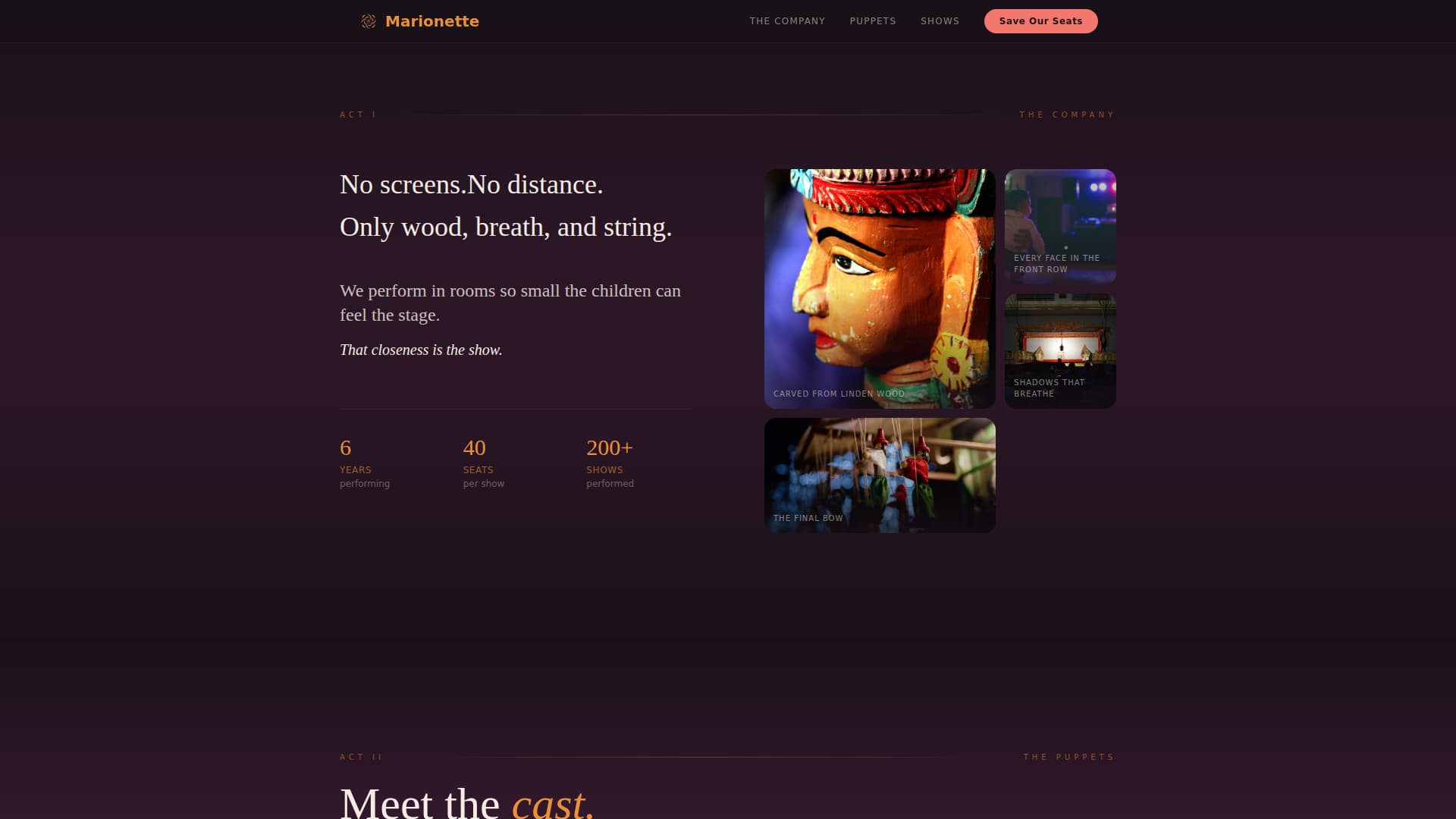 Marionette - Enchanting Puppetry Landing Page Template