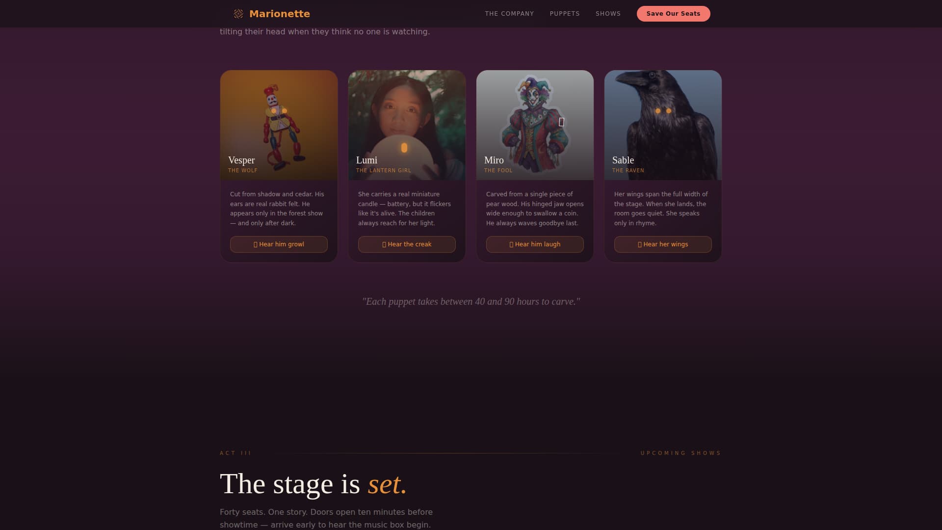 Marionette - Enchanting Puppetry Landing Page Template