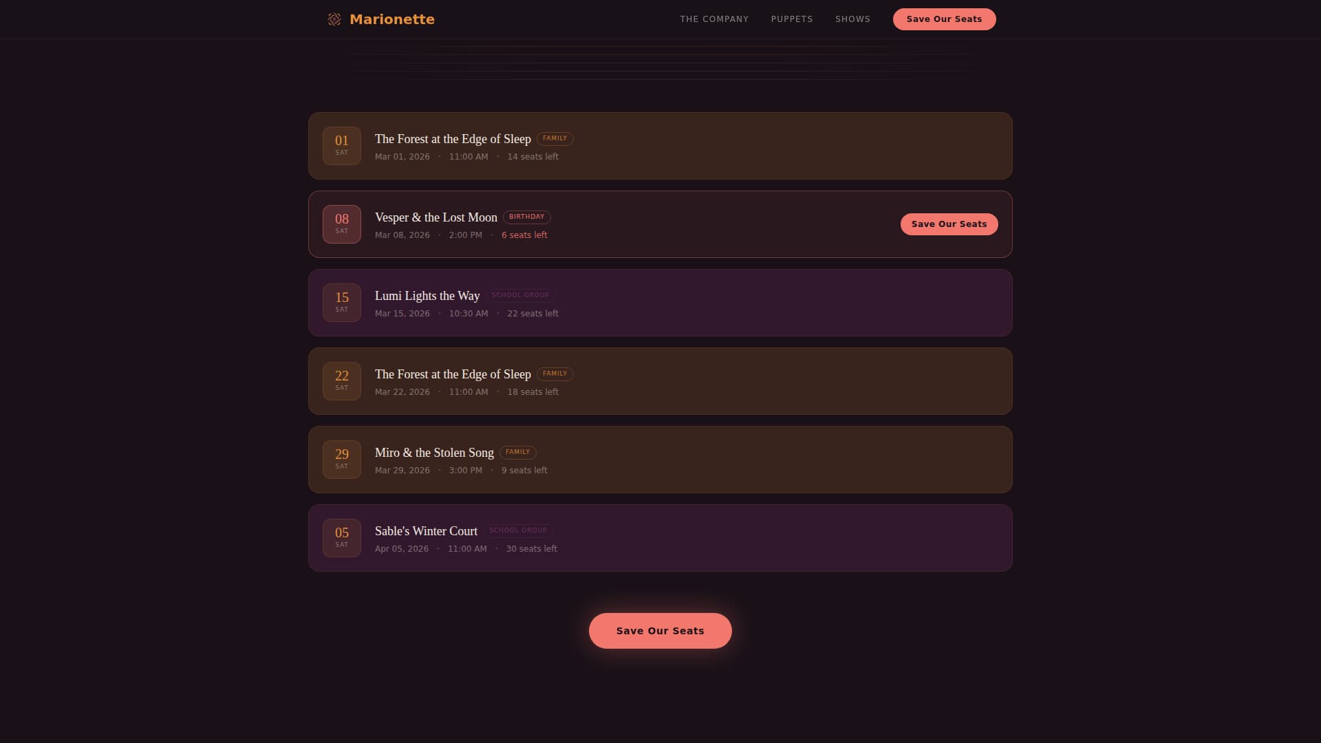 Marionette - Enchanting Puppetry Landing Page Template