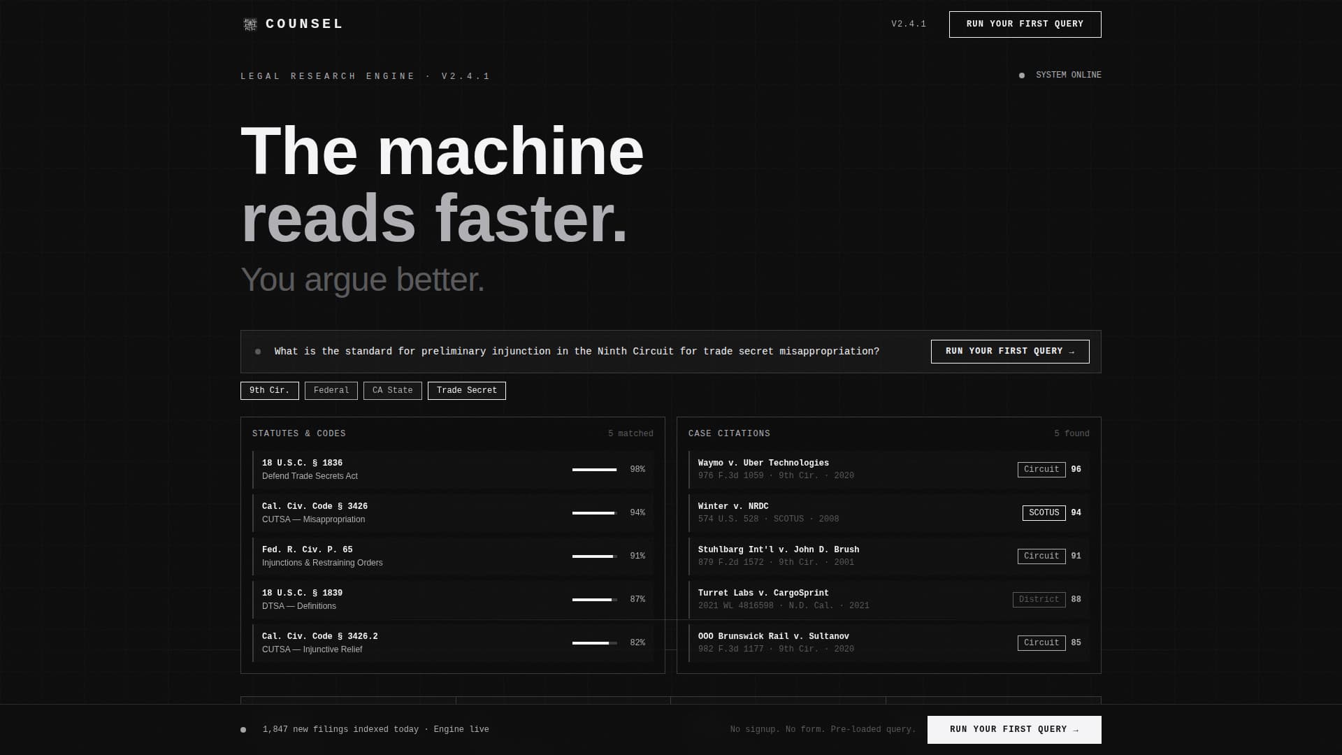 Counsel — Intelligent Legal Technology Landing Page Template