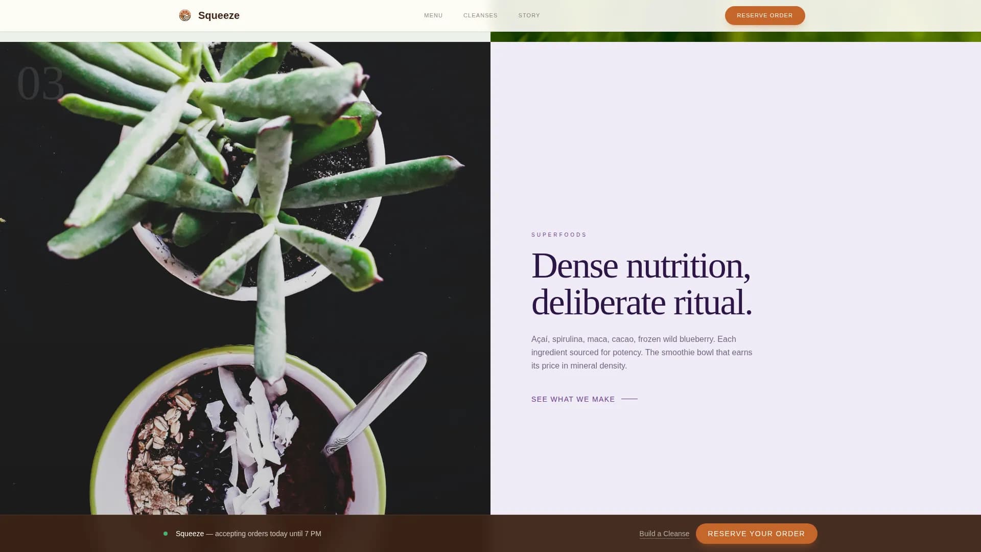 Tea, Juice & Beverage Bar Booking Website Template