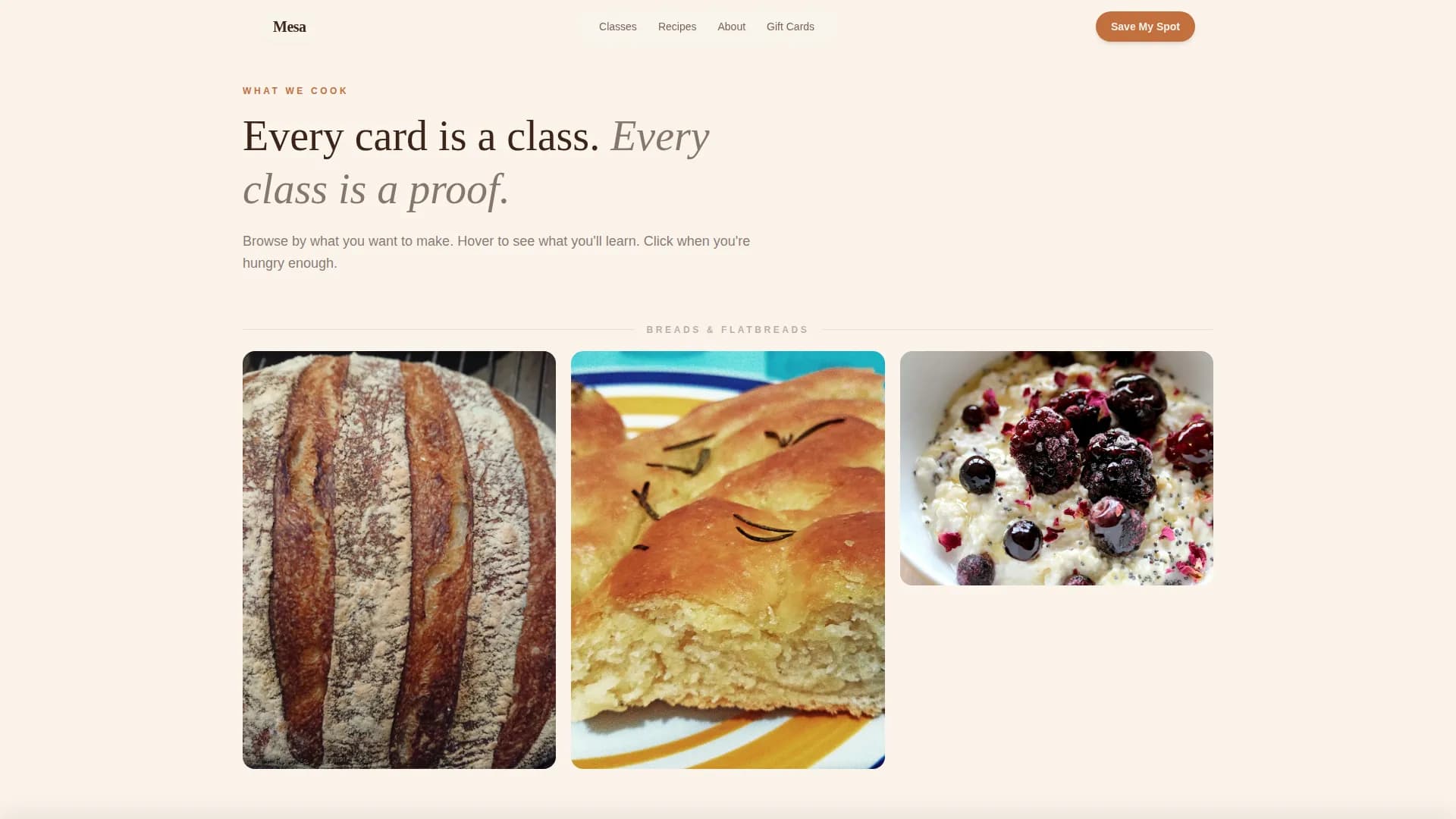 Mesa — Gluten-Free Cooking Landing Page Template