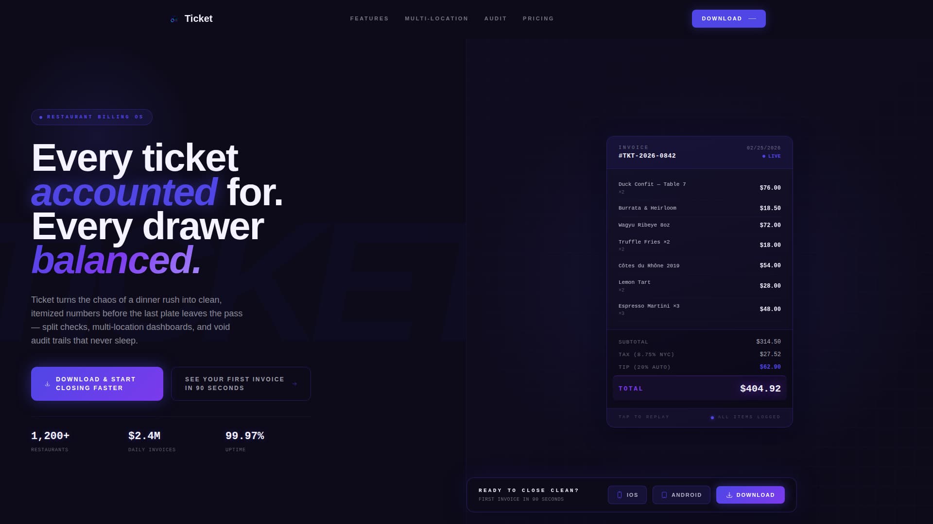 Restaurant Software & SaaS Professional Website Template
