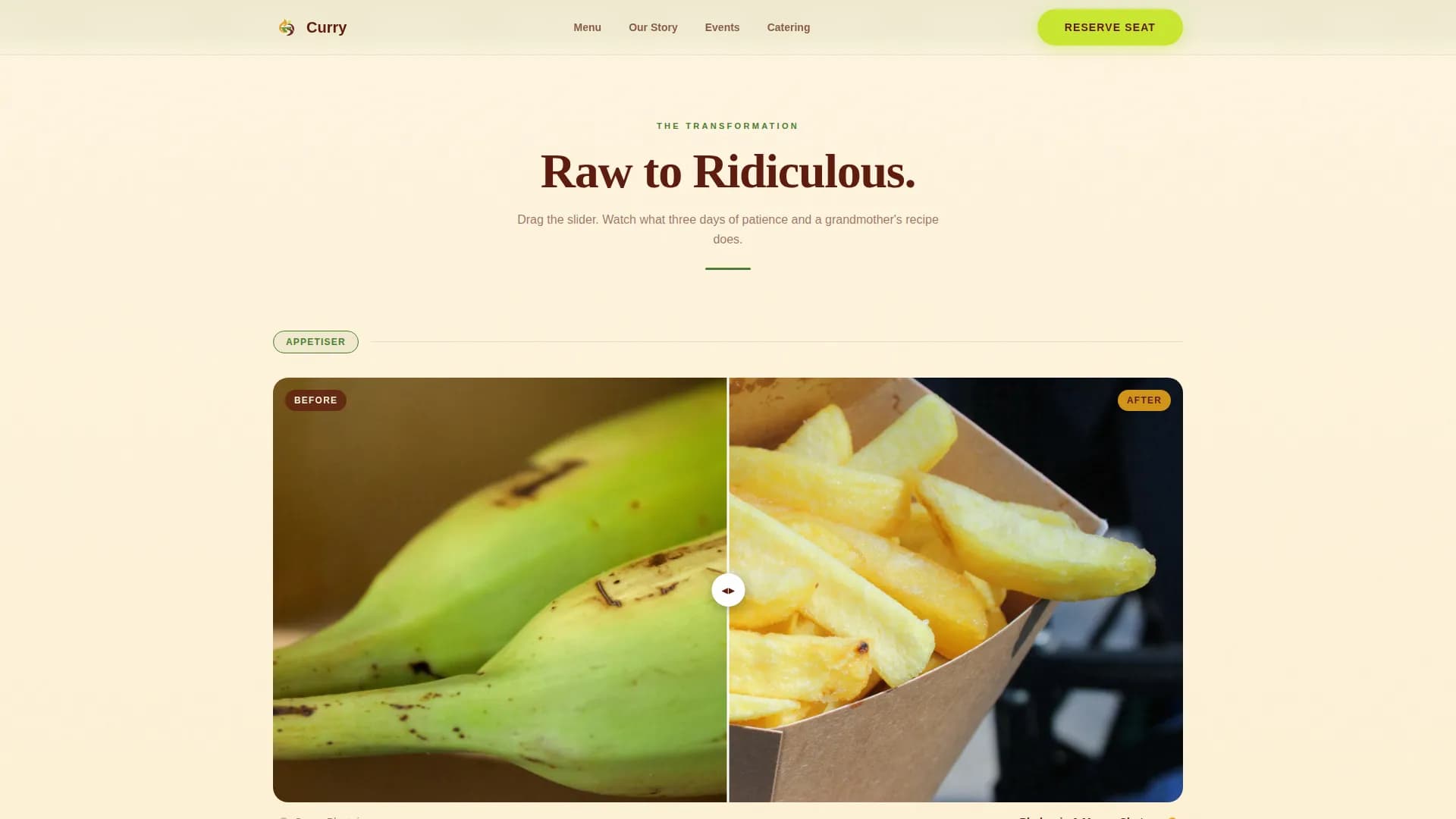 Spice — Reserve Guyanese Dining Landing Page Template
