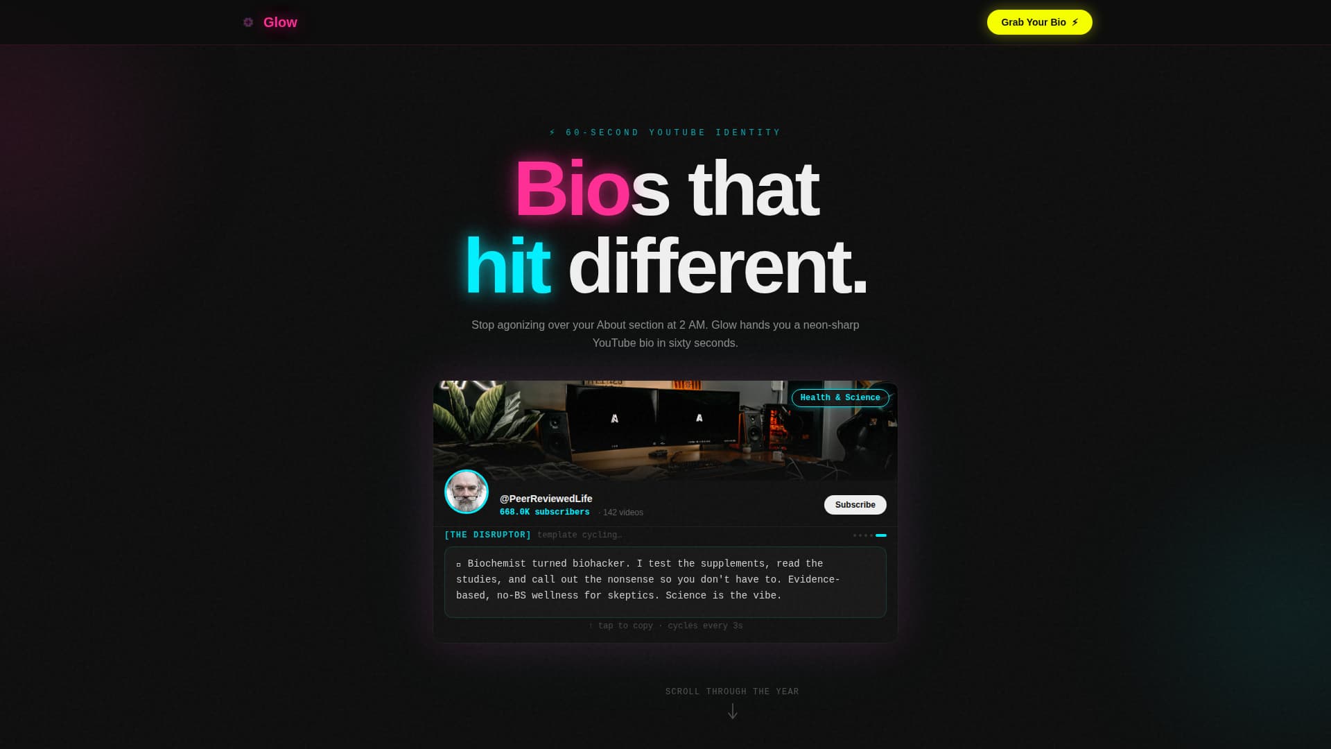 Glow - Electric YouTube Landing Page Template