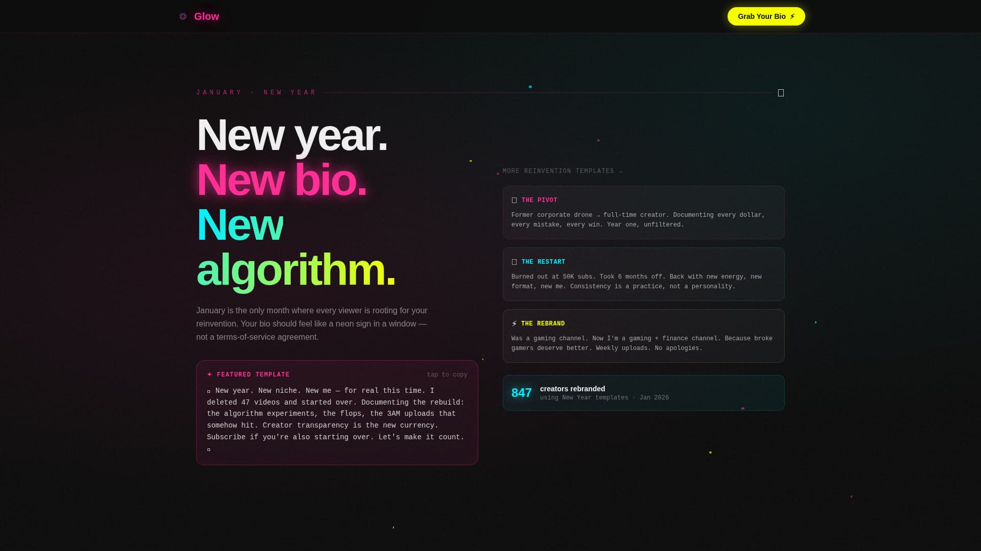 Glow - Electric YouTube Landing Page Template